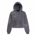 DND4DES 28K Crystal-Studded Dual-Wash ZIP-UP Hoodie Grey