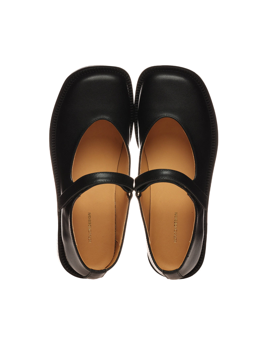 6CRAYON Unisex Black Full-Grain Leather Mary Janes