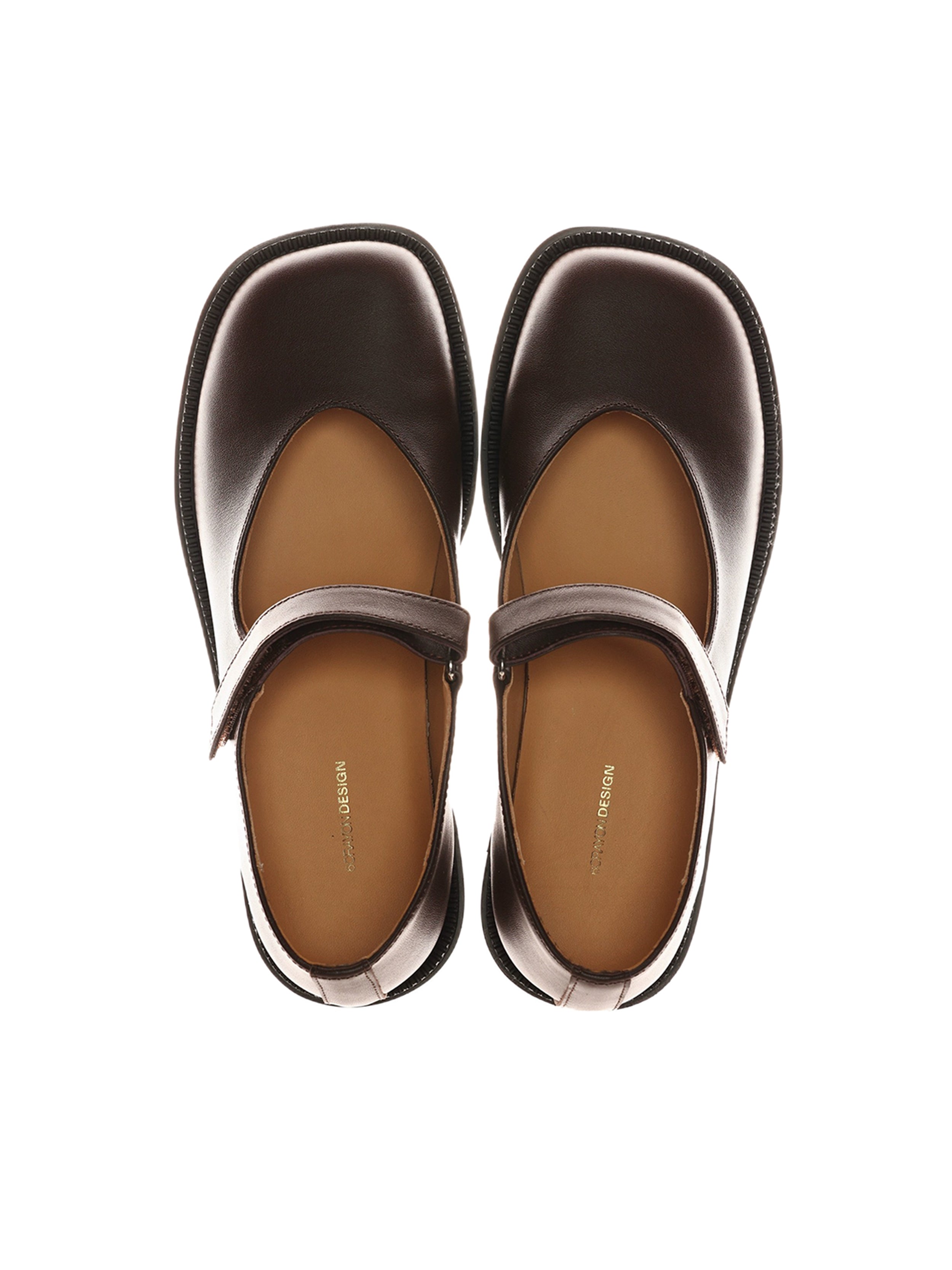6CRAYON Unisex Brown  Full-Grain Leather Mary Janes