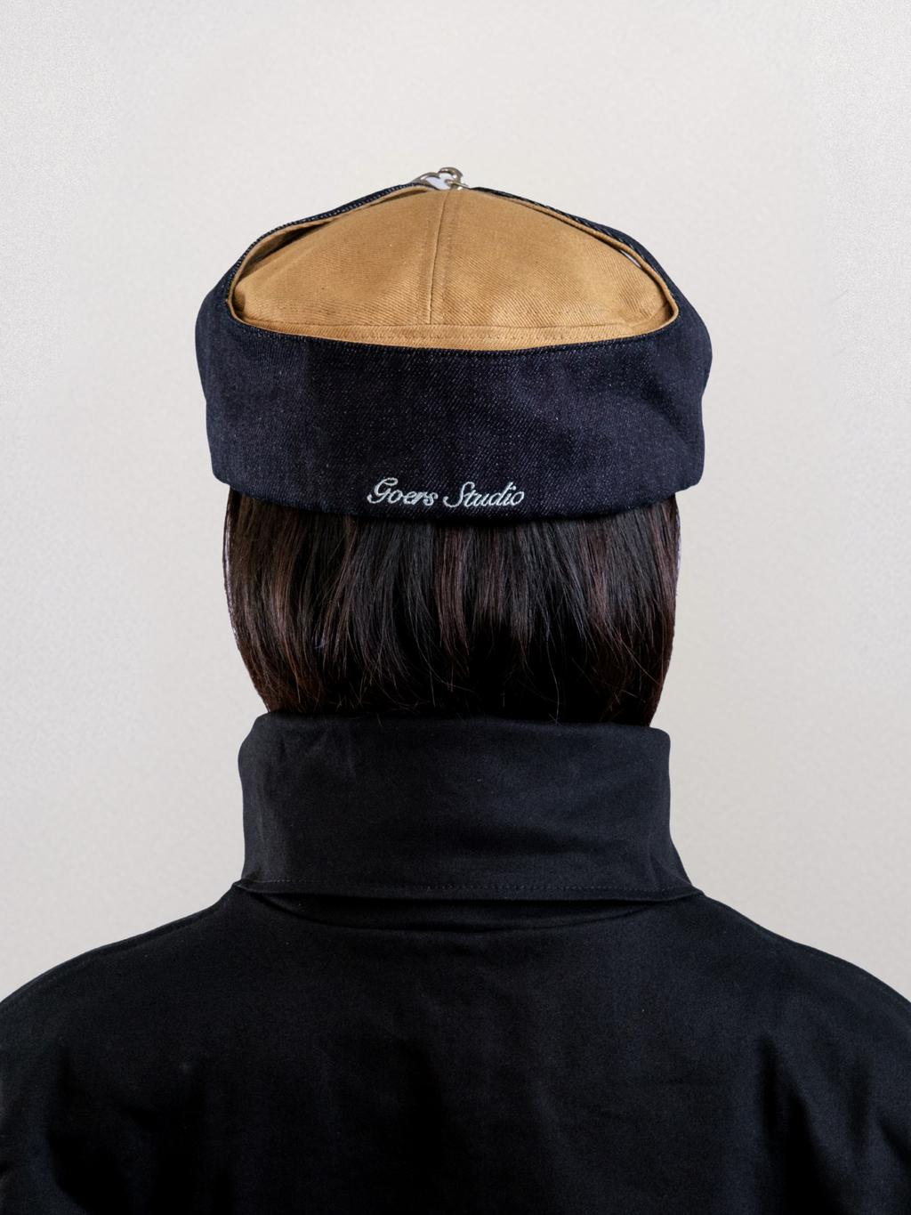Goers Studio Bennett Denim Hat in Beige & Black