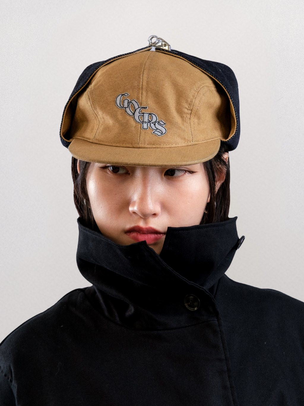 Goers Studio Bennett Denim Hat in Beige & Black
