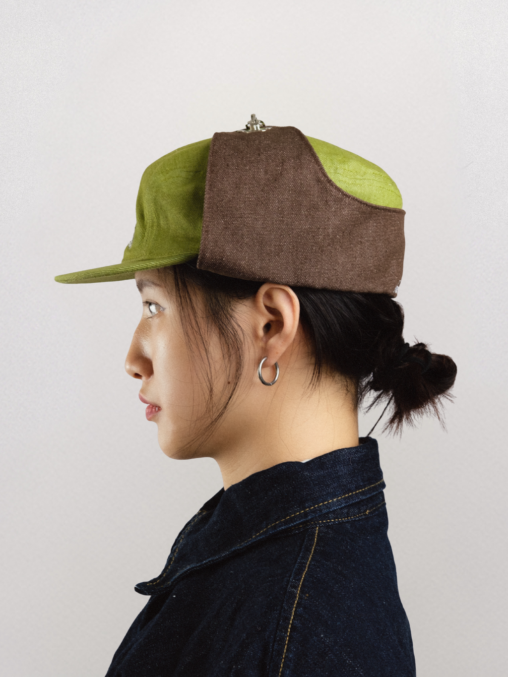 Goers Studio Bennett Denim Hat in Moss Green & Brown