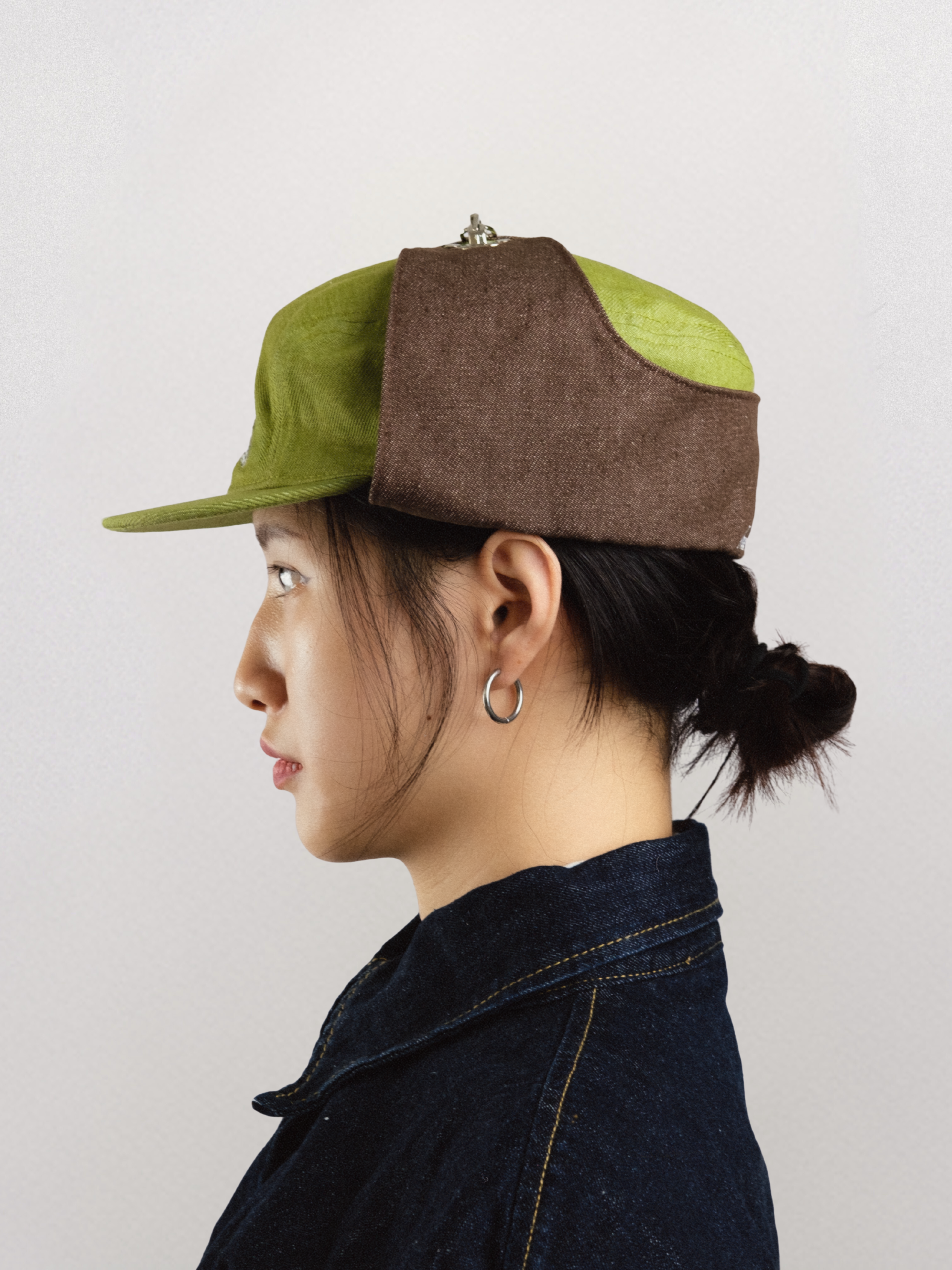 Goers Studio Bennett Denim Hat in Moss Green & Brown