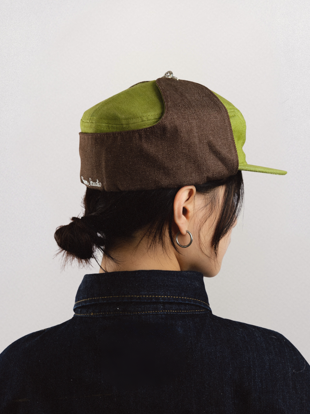 Goers Studio Bennett Denim Hat in Moss Green & Brown