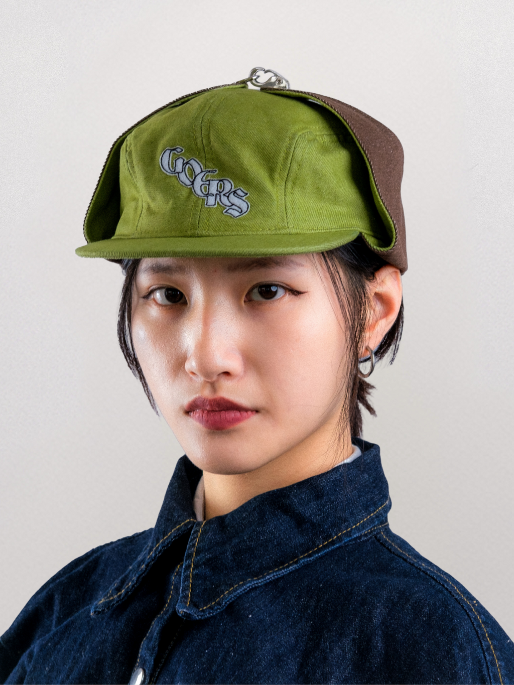 Goers Studio Bennett Denim Hat in Moss Green & Brown