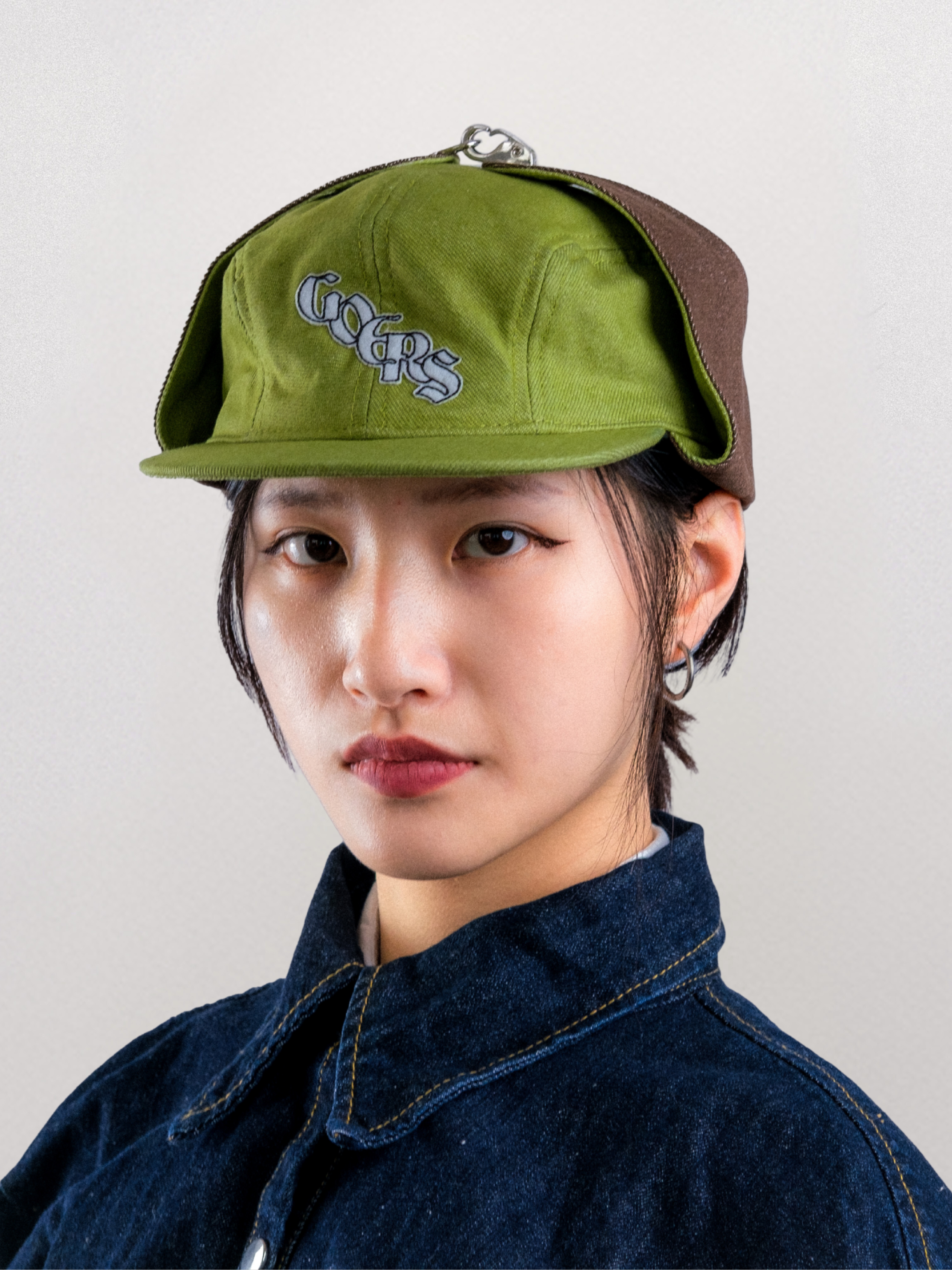Goers Studio Bennett Denim Hat in Moss Green & Brown