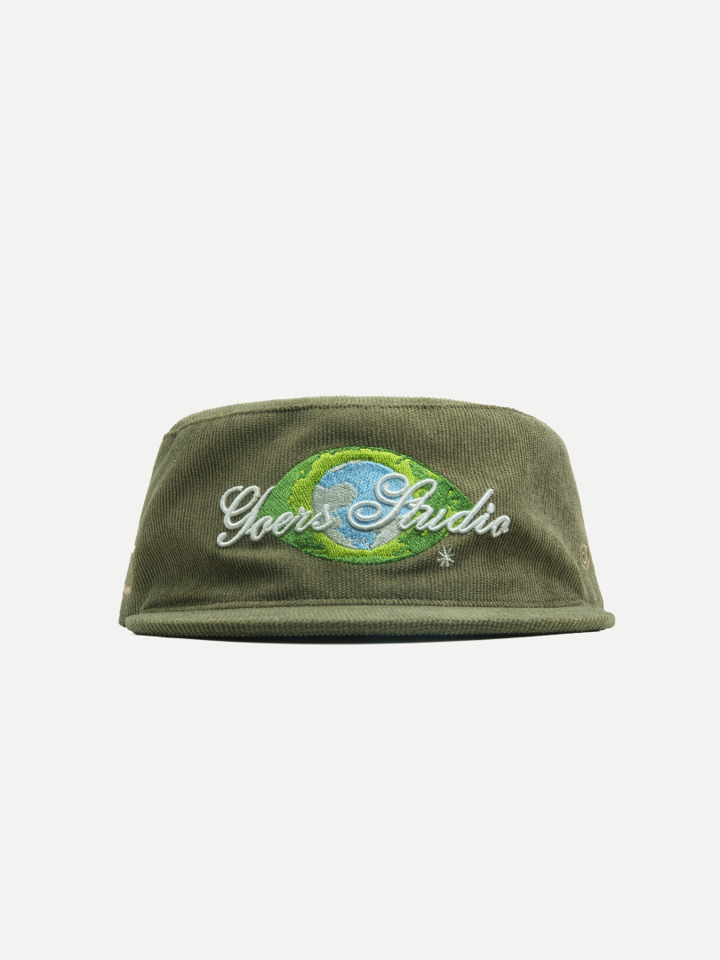 Goers Studio Nudy Eyes Painters Cap in Olive Green
