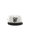 6CRAYON  Retro Flat Top Baseball Cap - Striped Wool Blend with Embroidered Letters