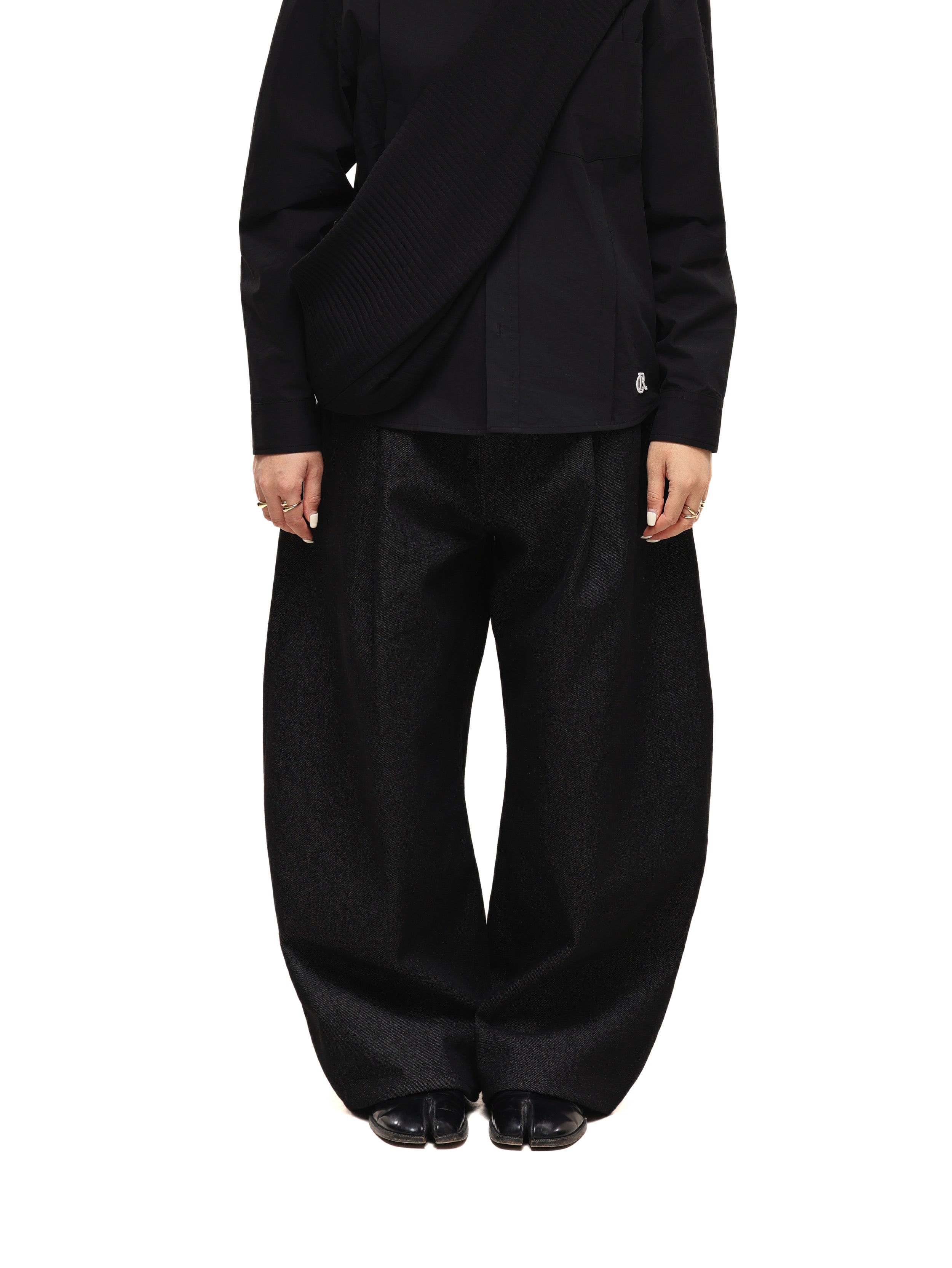 6CRAYON 11.3oz Black Non-Fade Wide-Leg Baggy Denim Pants