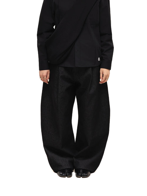 6CRAYON 11.3oz Black Non-Fade Wide-Leg Baggy Denim Pants