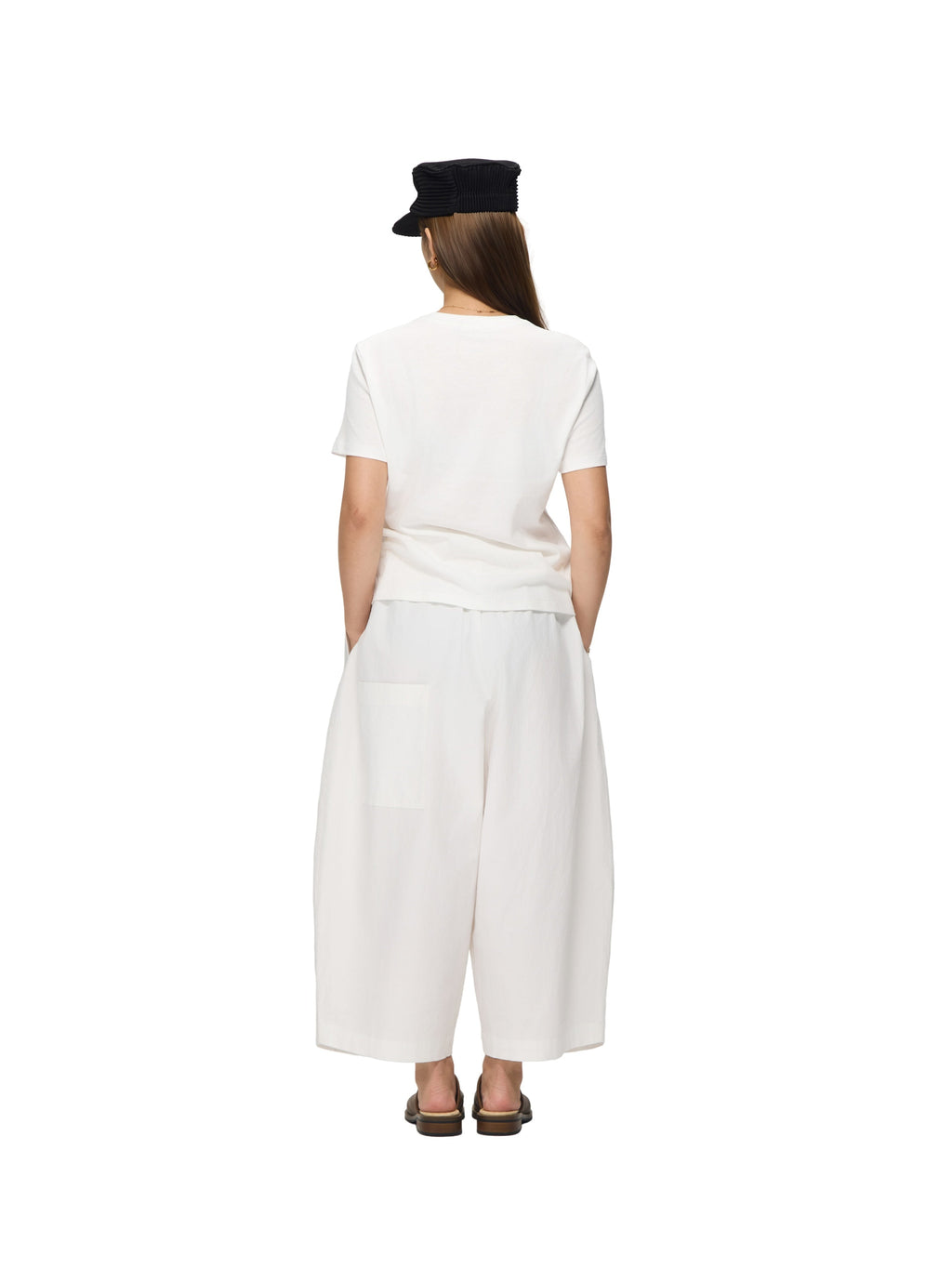 6CRAYON  White Box Fit T-Shirt with Offset Spliced Neckline & Classic Flock Print