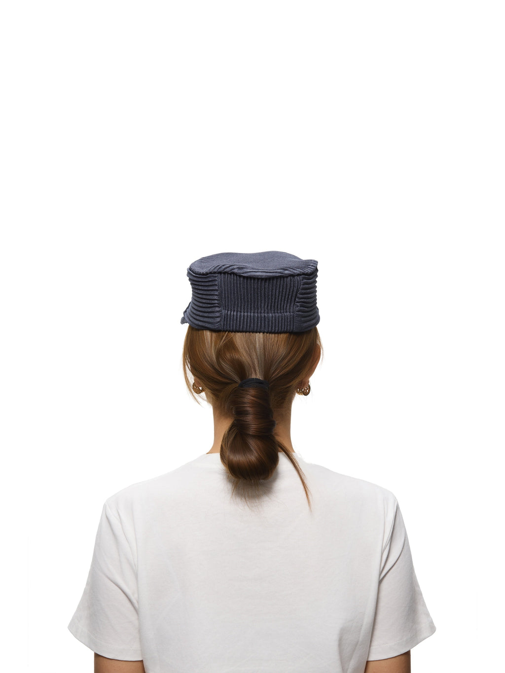 6CRAYON Denim Blue Pleated Flat Top Stretch Baseball Cap