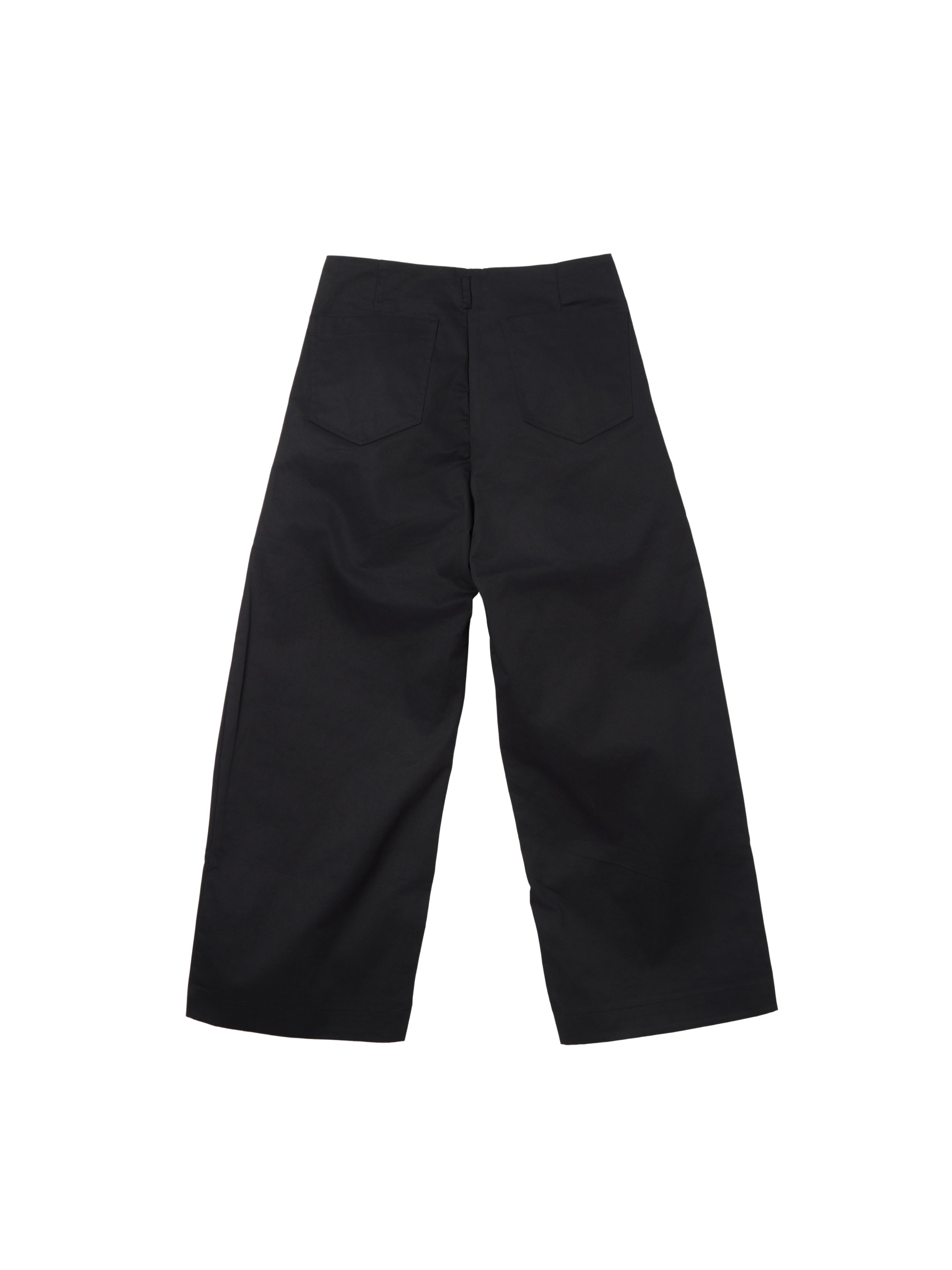 6CRAYON Rigid Coating Straight Black Pants with Side Pleats