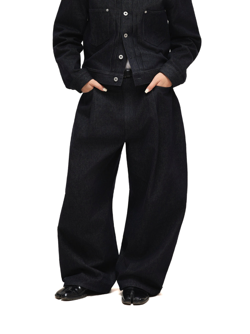 6CRAYON 11.3oz Indigo Blue Non-Fade Wide-Leg Baggy Denim Pants