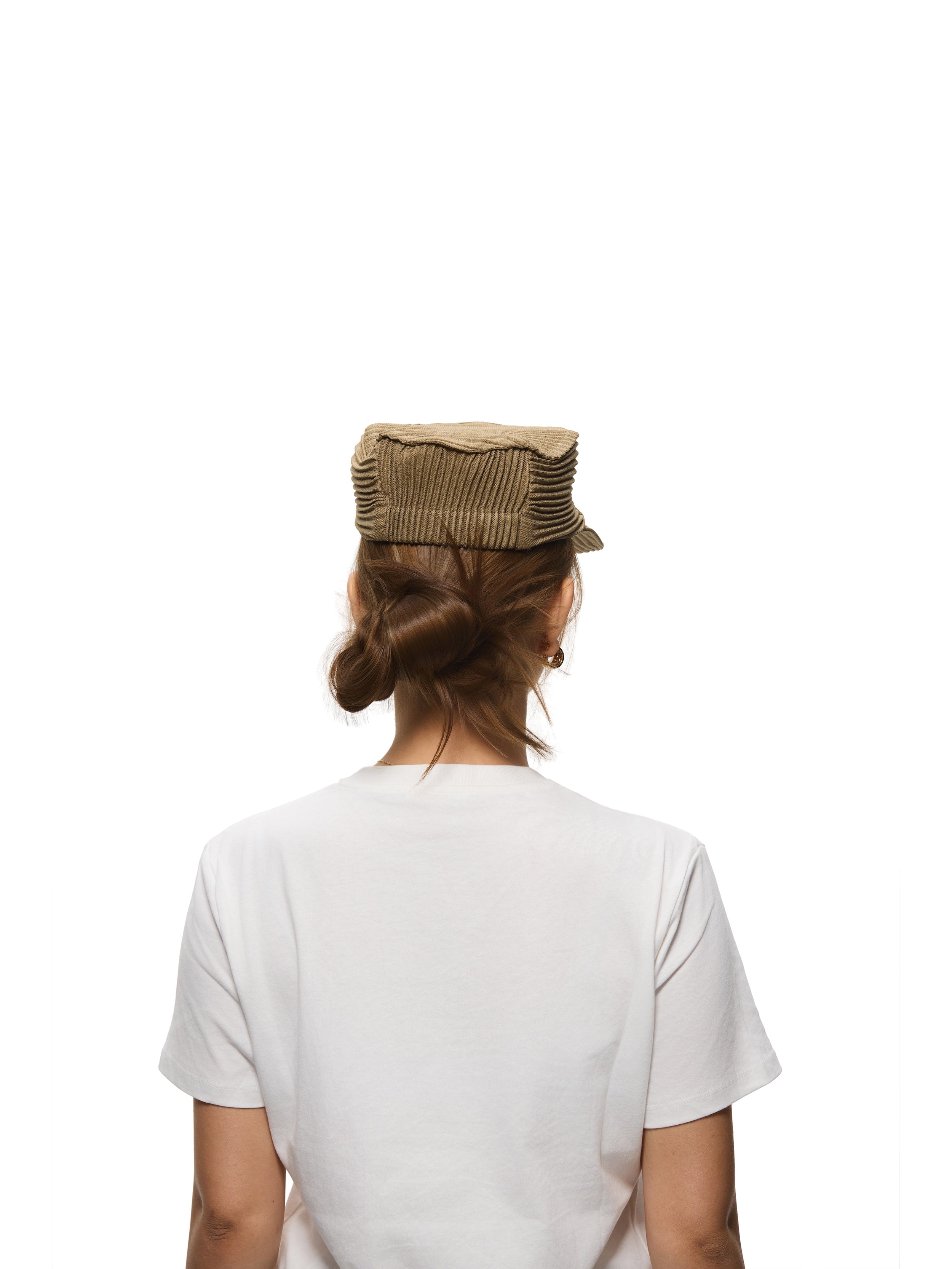 6CRAYON Army Green Pleated Flat Top Stretch Baseball Cap