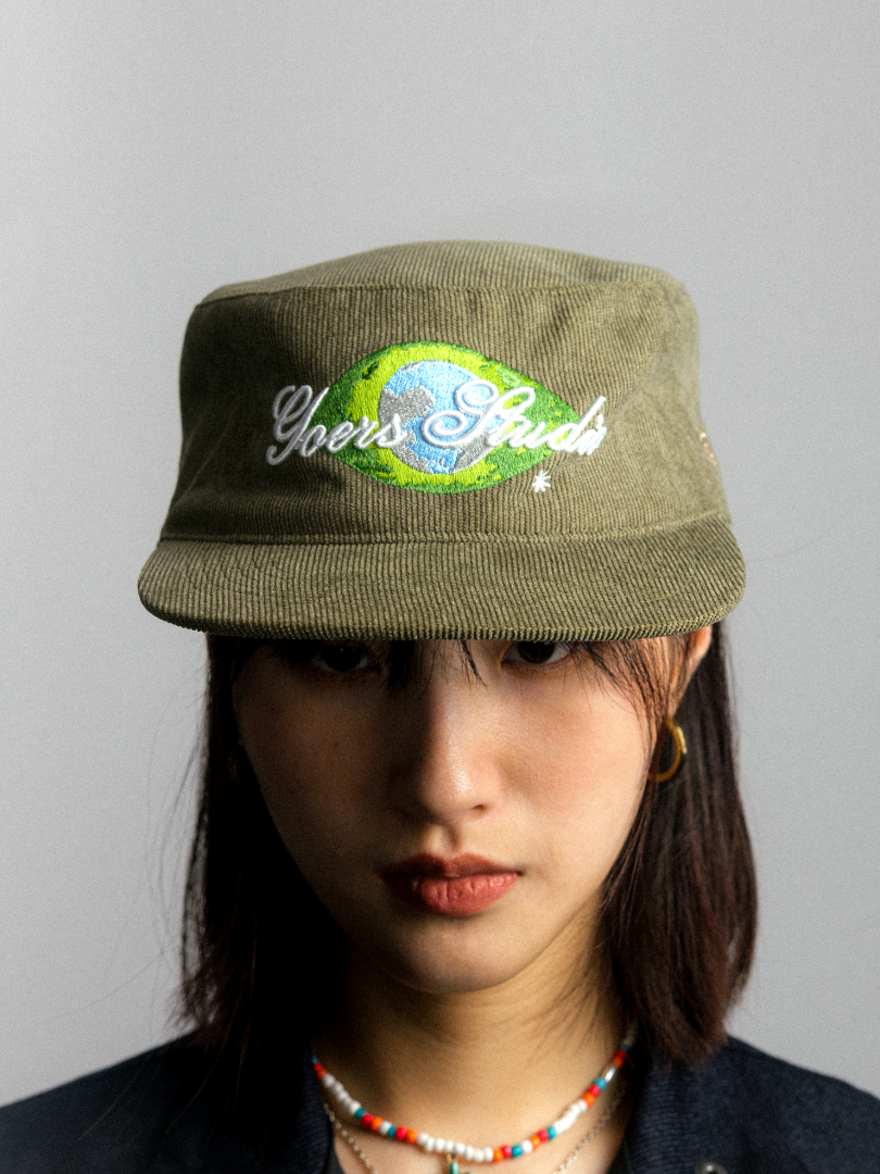 Goers Studio Nudy Eyes Painters Cap in Olive Green