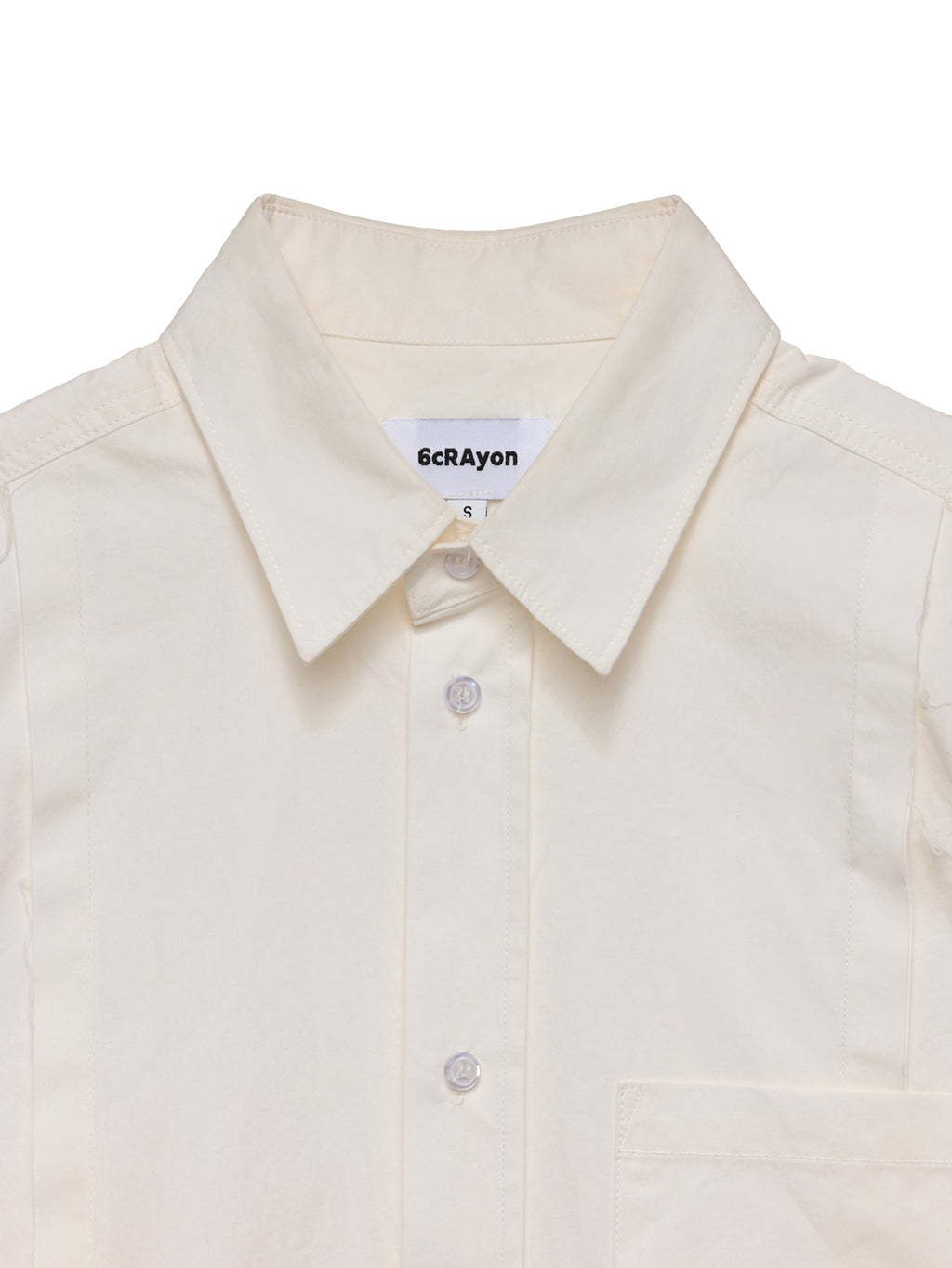 6CRAYON Patchwork Basic Beige Cotton Poplin Embroidered Shirt
