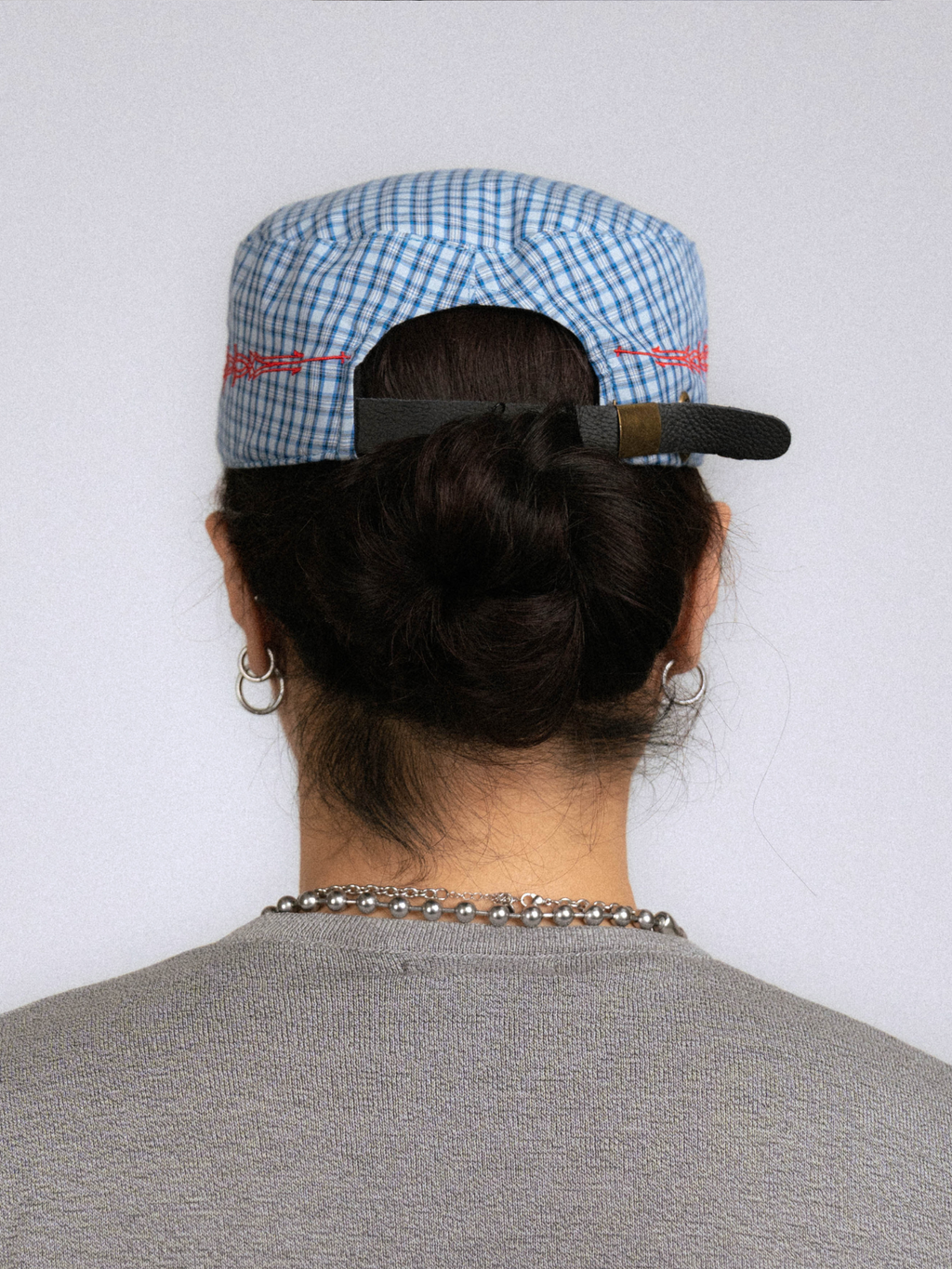 Goers Studio Plaid Pillbox Cap in Blue