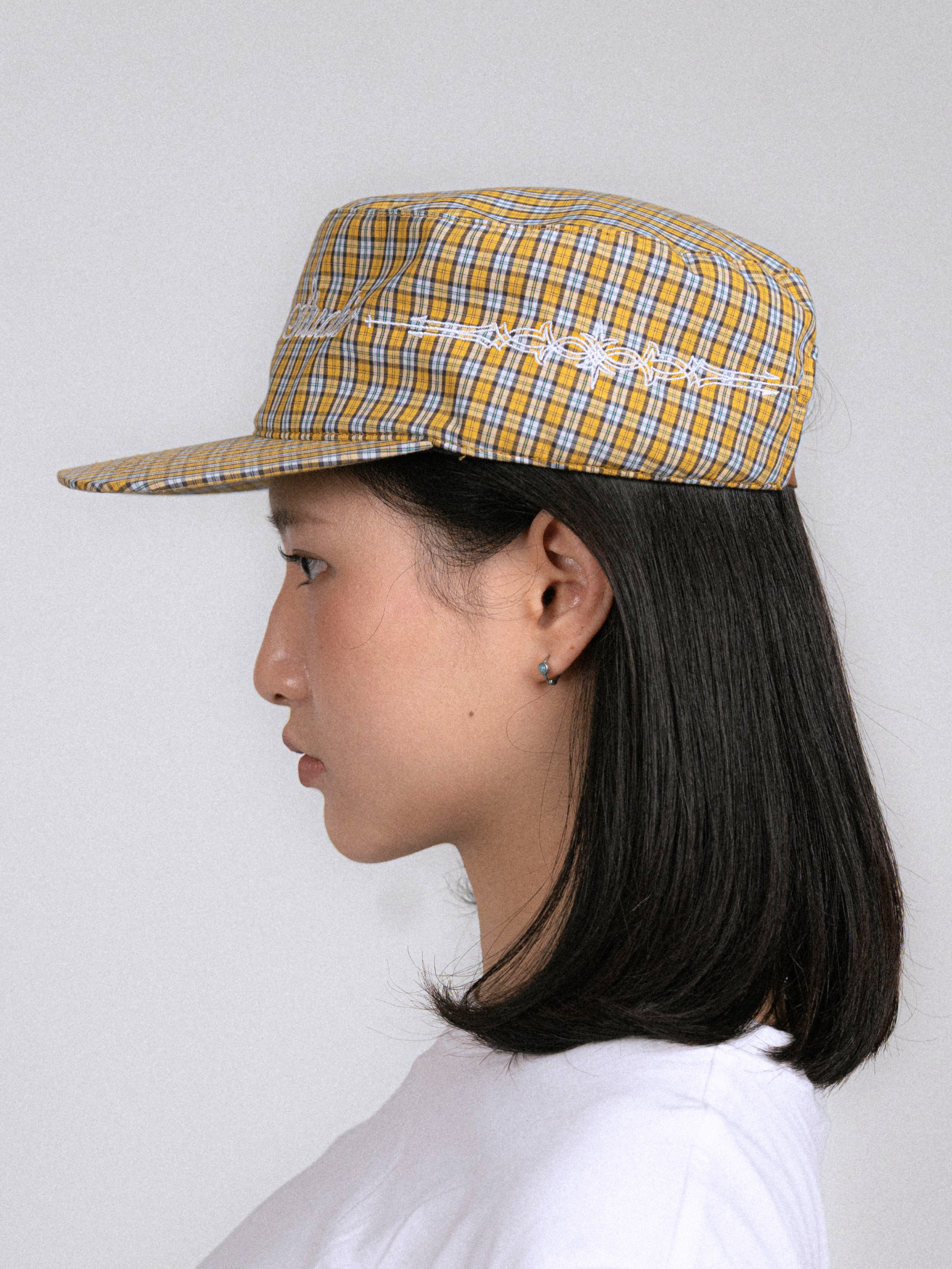 Goers Studio Plaid Pillbox Cap in Yellow