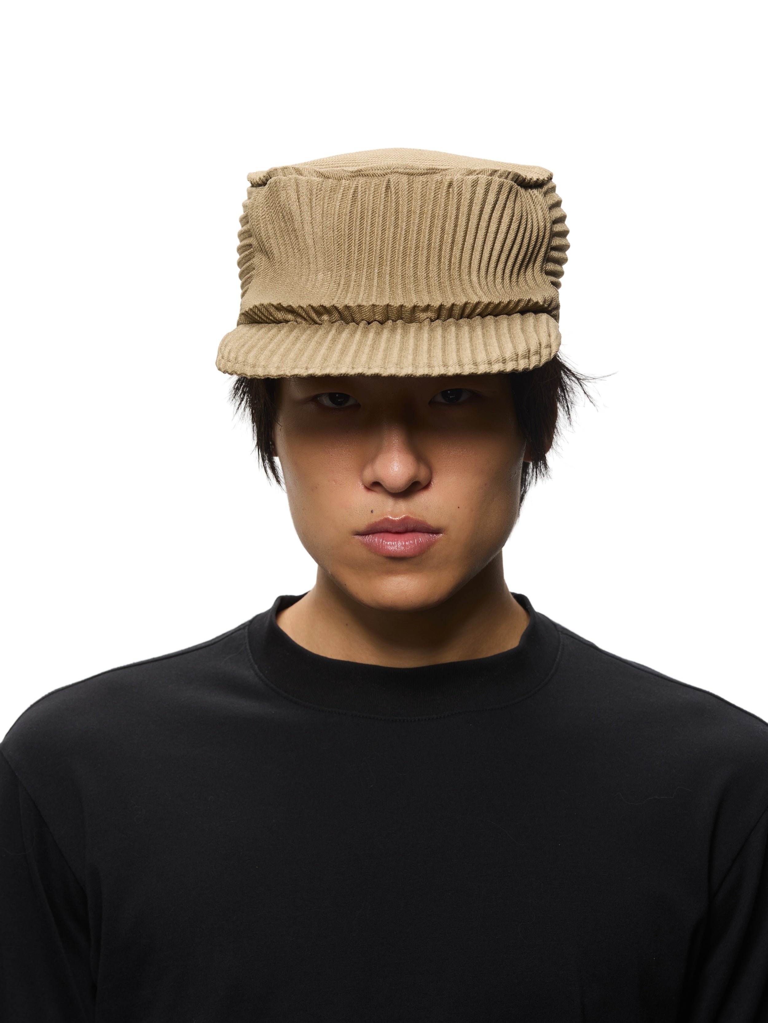 6CRAYON Army Green Pleated Flat Top Stretch Baseball Cap