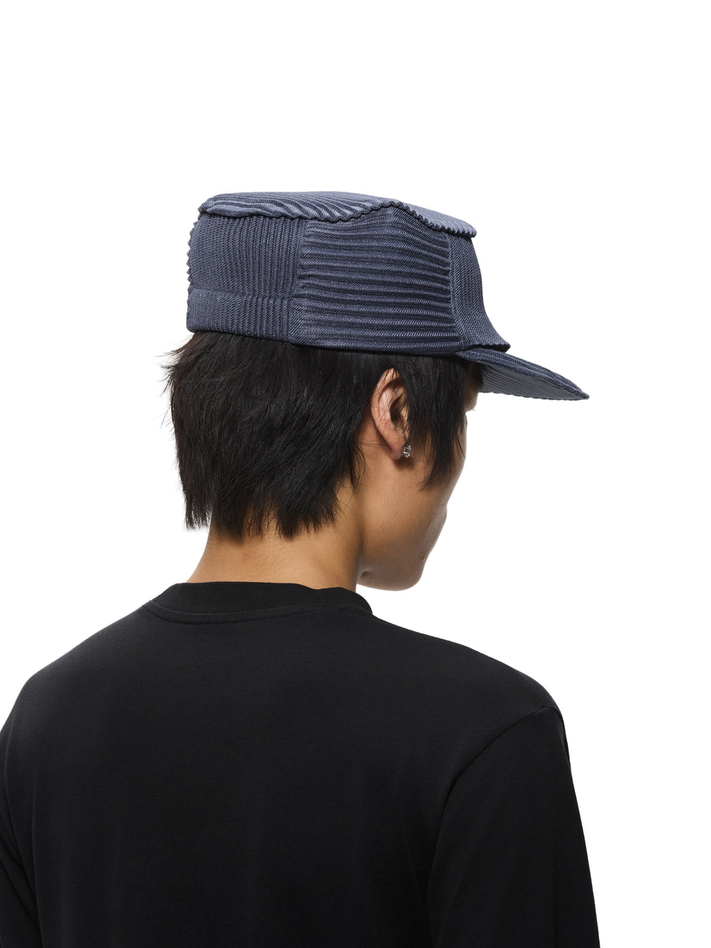 6CRAYON Denim Blue Pleated Flat Top Stretch Baseball Cap