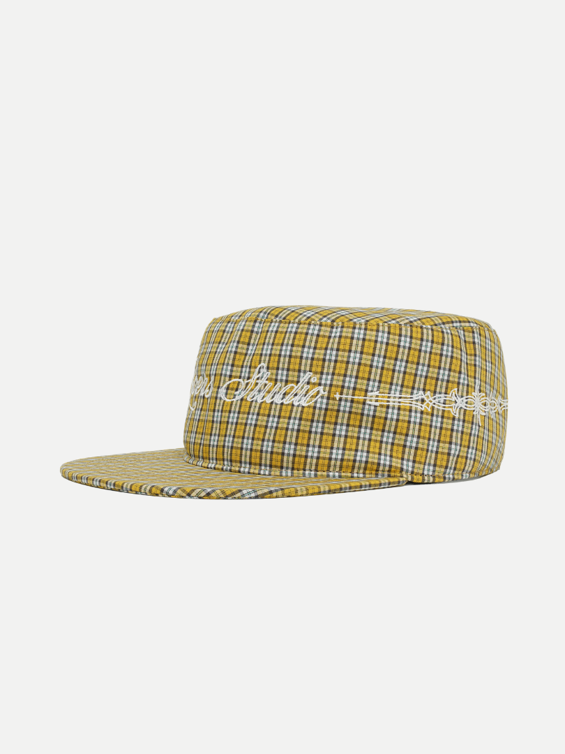 Goers Studio Plaid Pillbox Cap in Yellow