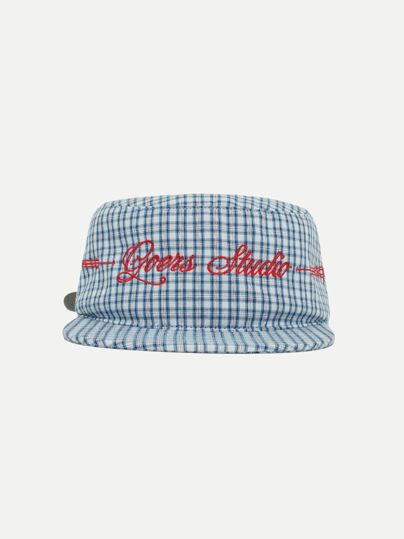 Goers Studio Plaid Pillbox Cap in Blue