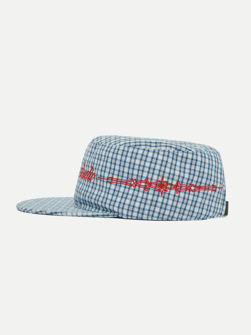 Goers Studio Plaid Pillbox Cap in Blue