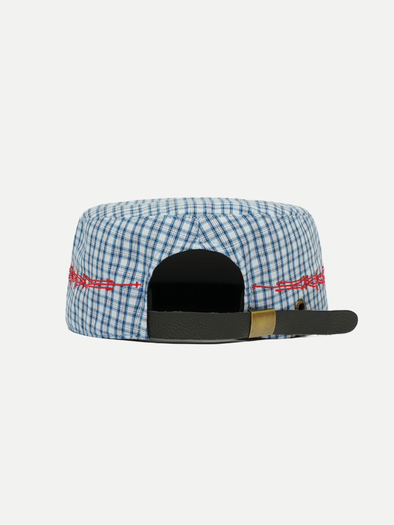 Goers Studio Plaid Pillbox Cap in Blue