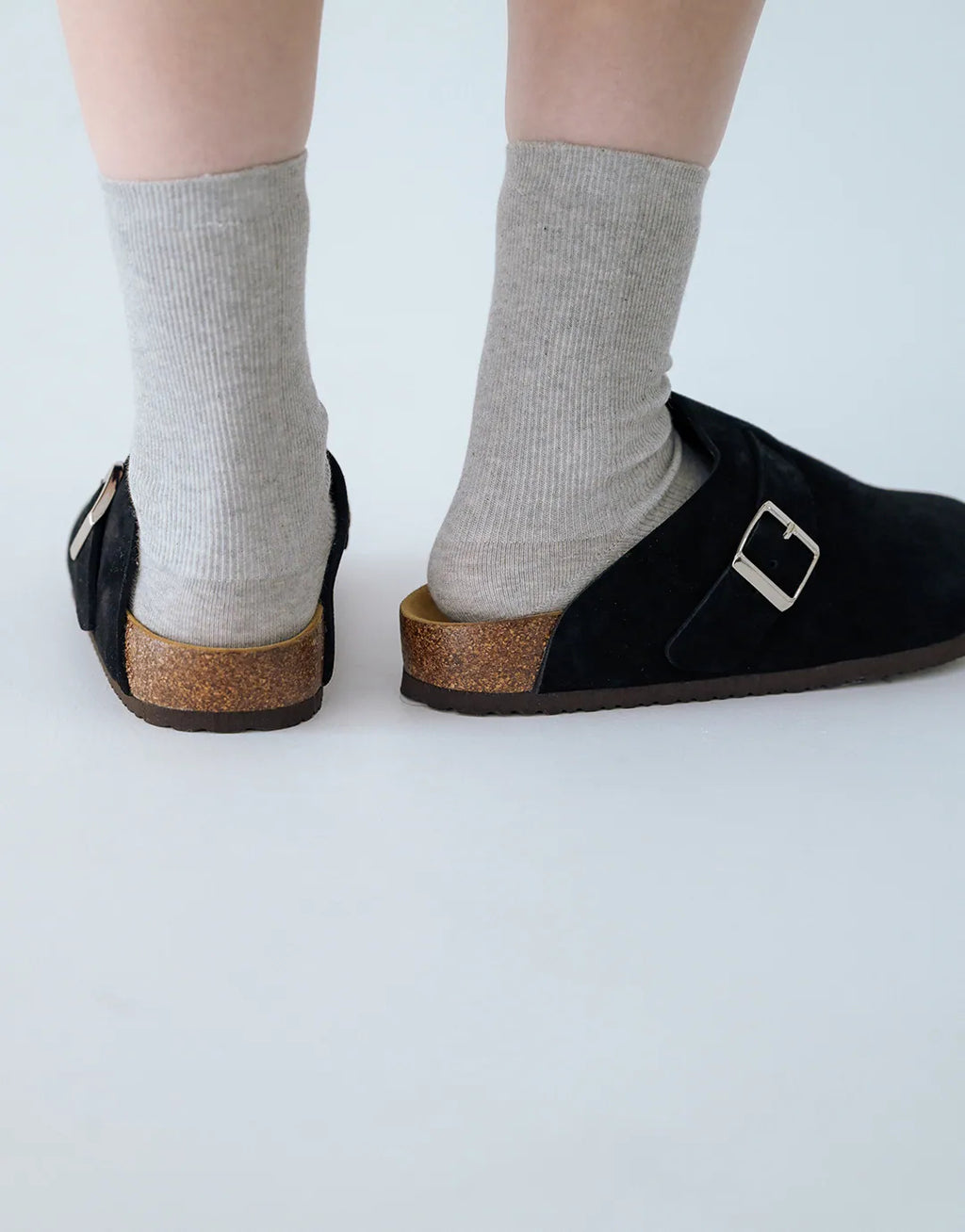 ZIPPER Suede Mules Black