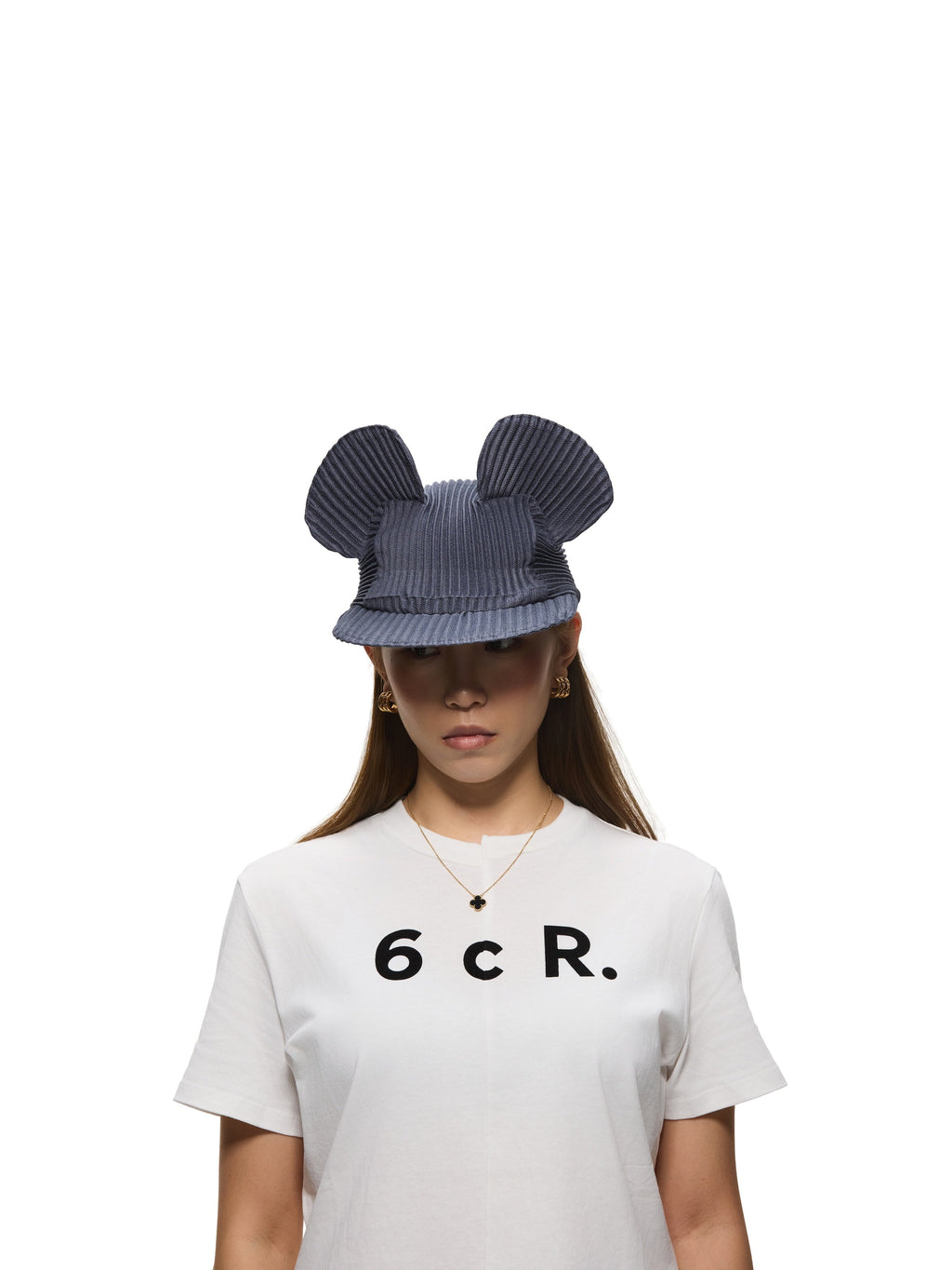 6CRAYON Denim Blue Pleated Flat Brim Mickey Cap
