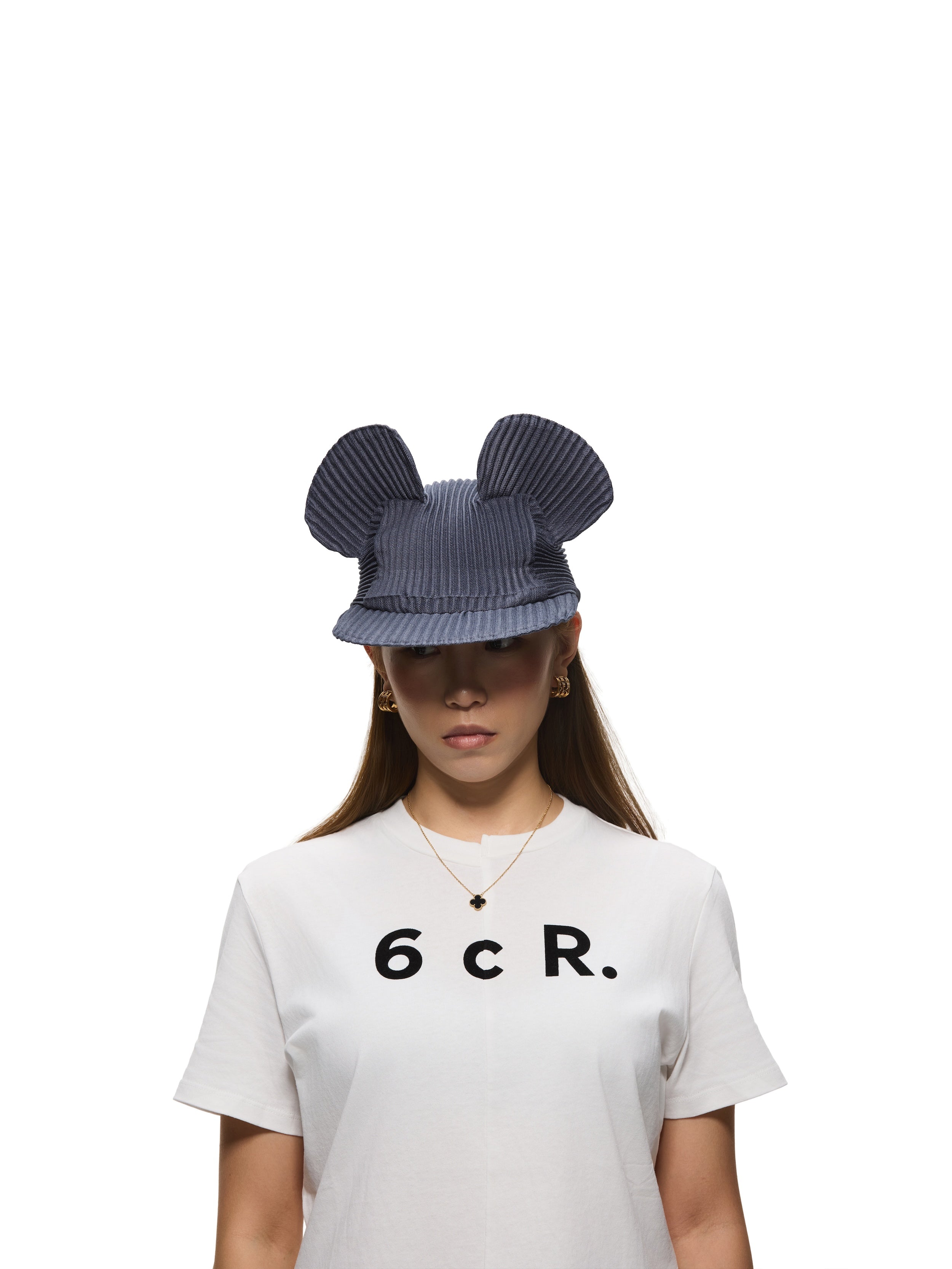 6CRAYON Denim Blue Pleated Flat Brim Mickey Cap