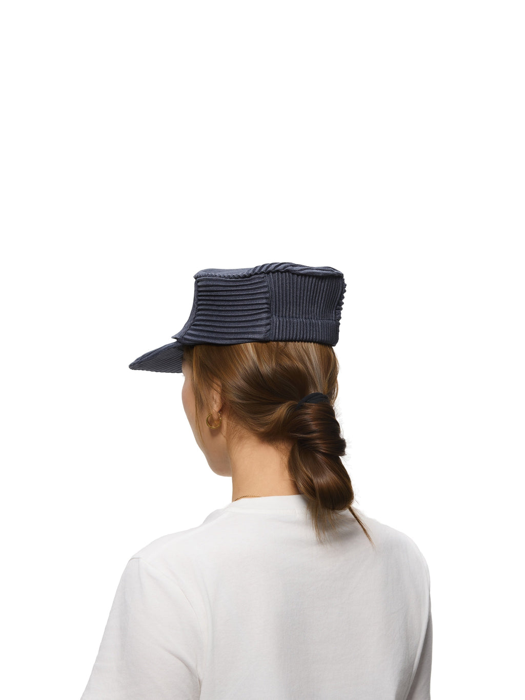 6CRAYON Denim Blue Pleated Flat Top Stretch Baseball Cap