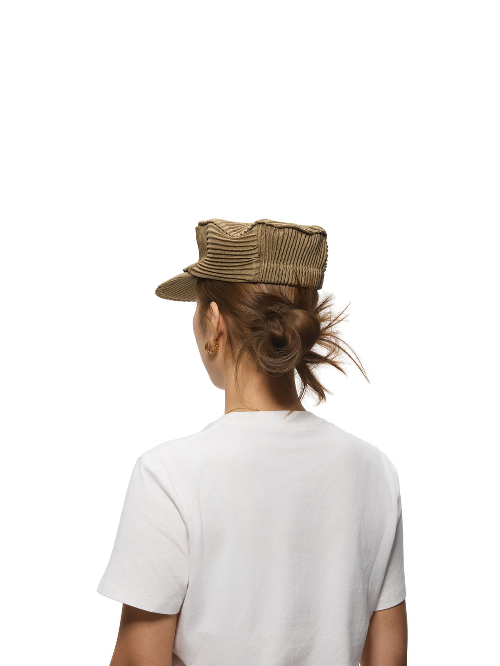 6CRAYON Army Green Pleated Flat Top Stretch Baseball Cap