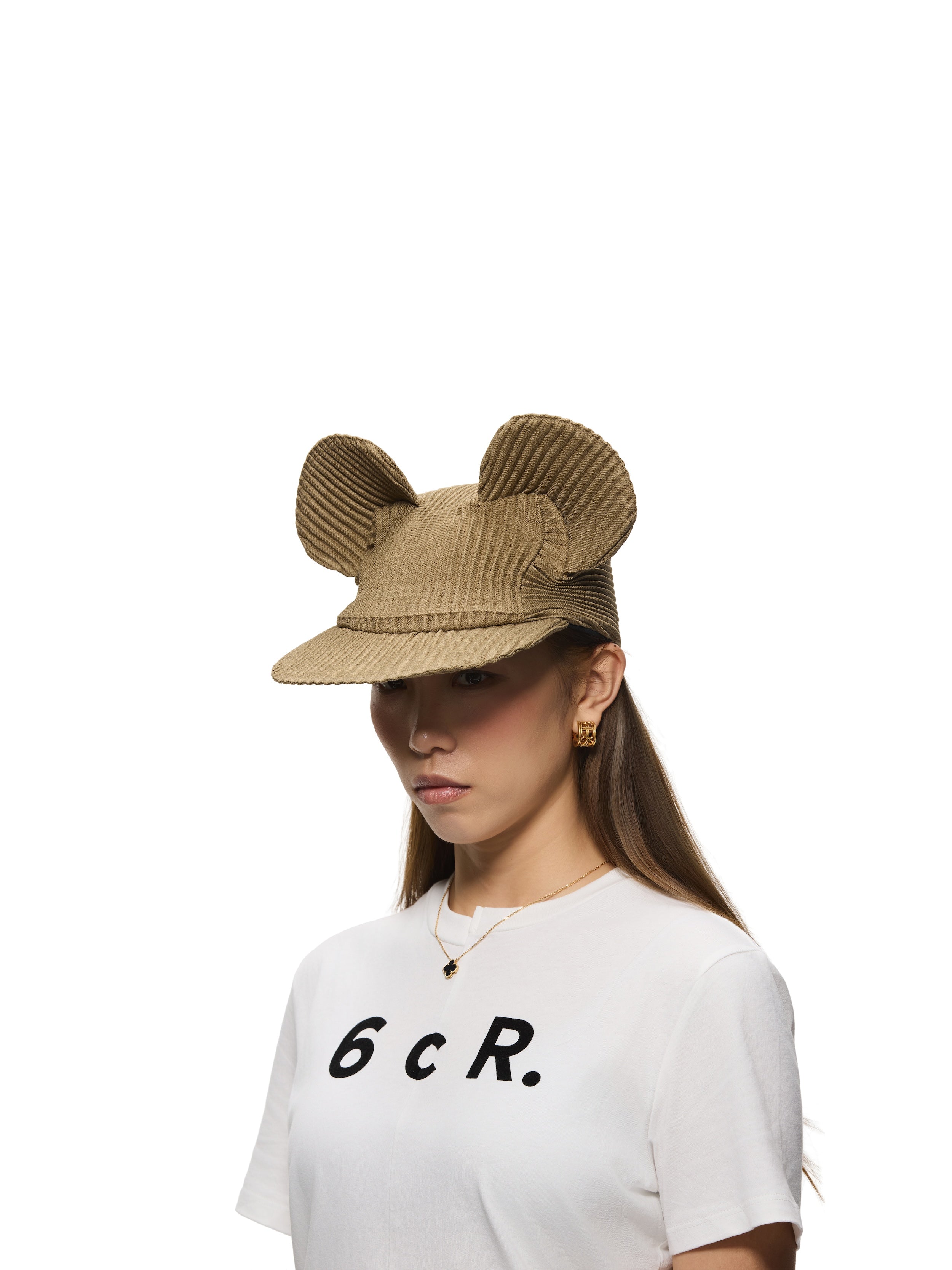 6CRAYON Army Green Pleated Flat Brim Mickey Cap