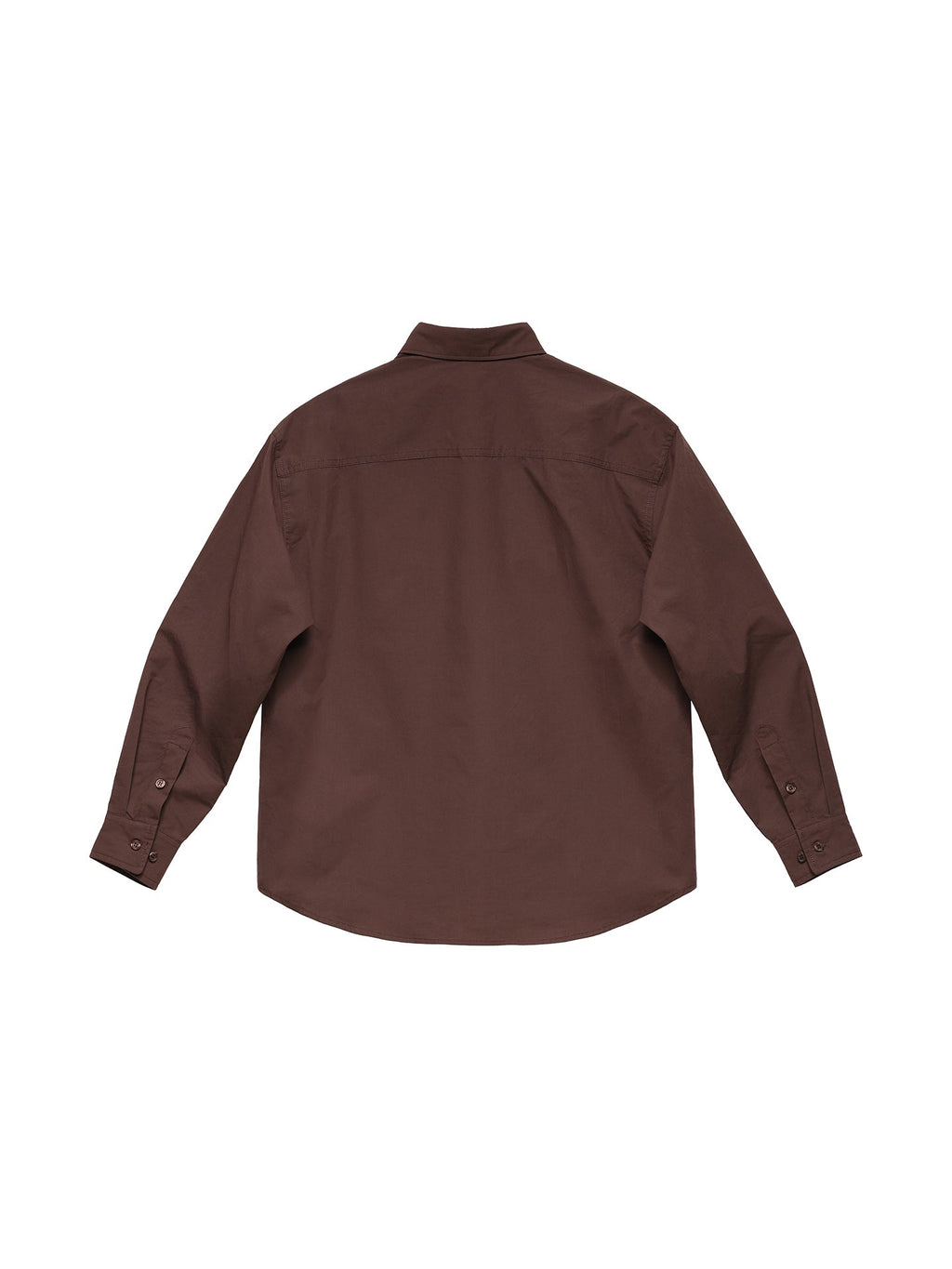6CRAYON Patchwork Basic Brown Cotton Poplin Embroidered Shirt