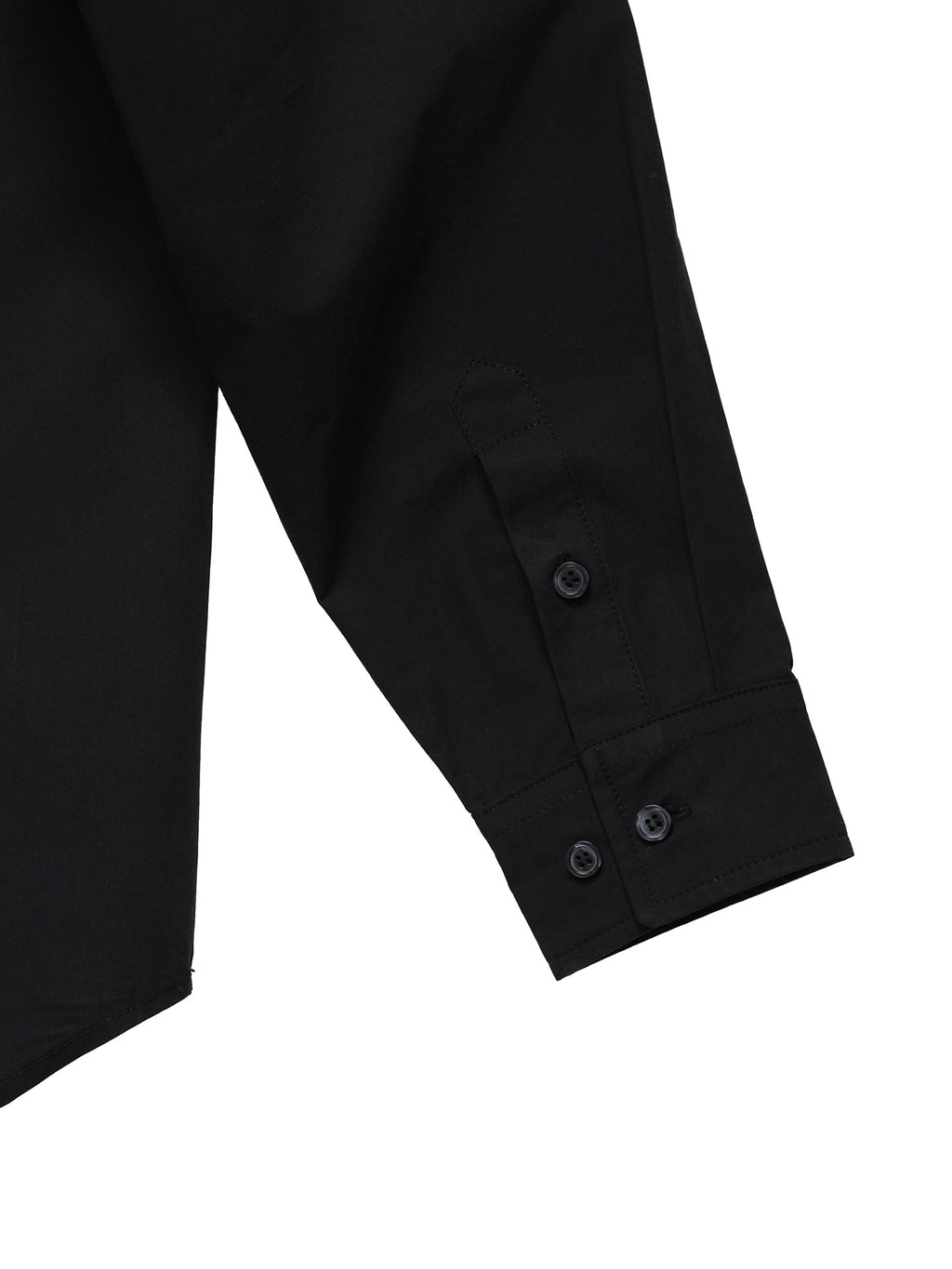 6CRAYON Patchwork Basic Black Cotton Poplin Embroidered Shirt