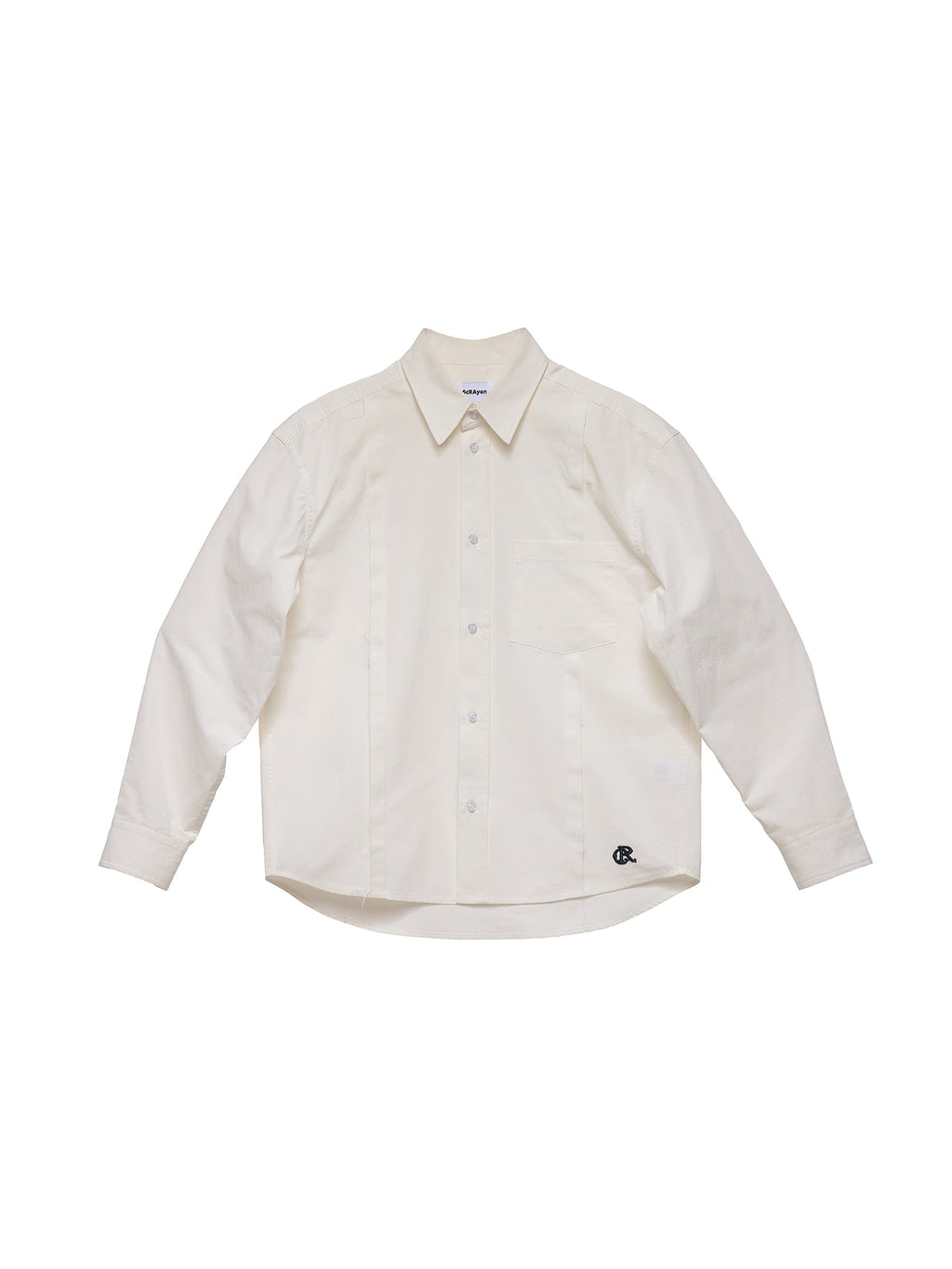 6CRAYON Patchwork Basic Beige Cotton Poplin Embroidered Shirt