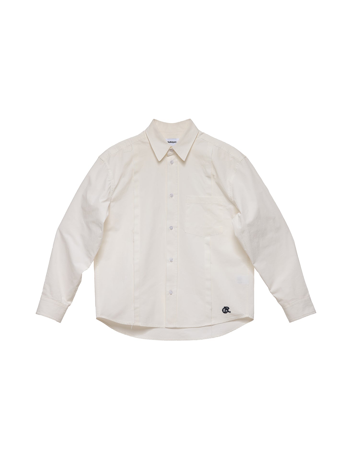 6CRAYON Patchwork Basic Beige Cotton Poplin Embroidered Shirt
