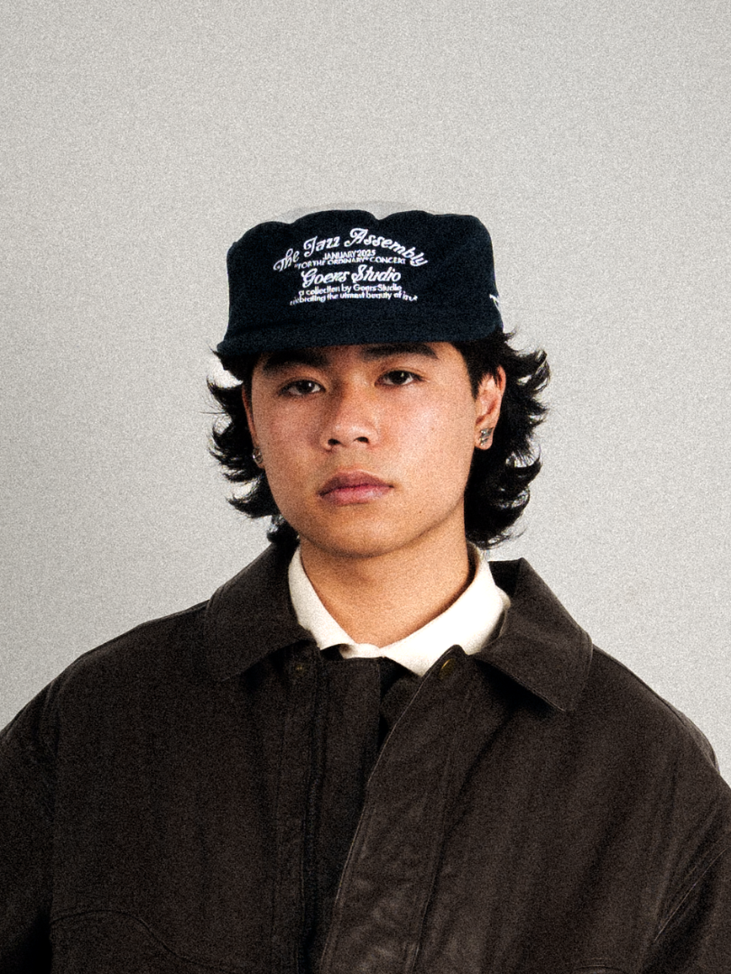 Goers Studio Unforgettable Painters Cap in White & Navy