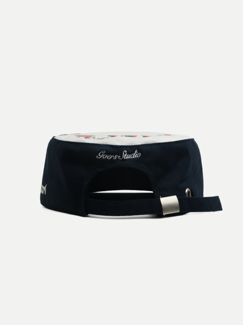 Goers Studio Unforgettable Painters Cap in White & Navy