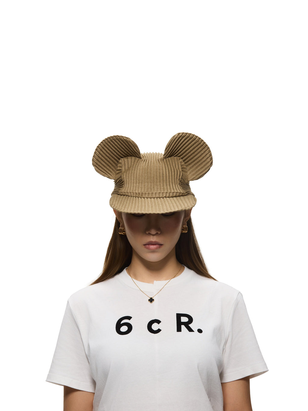 6CRAYON Army Green Pleated Flat Brim Mickey Cap