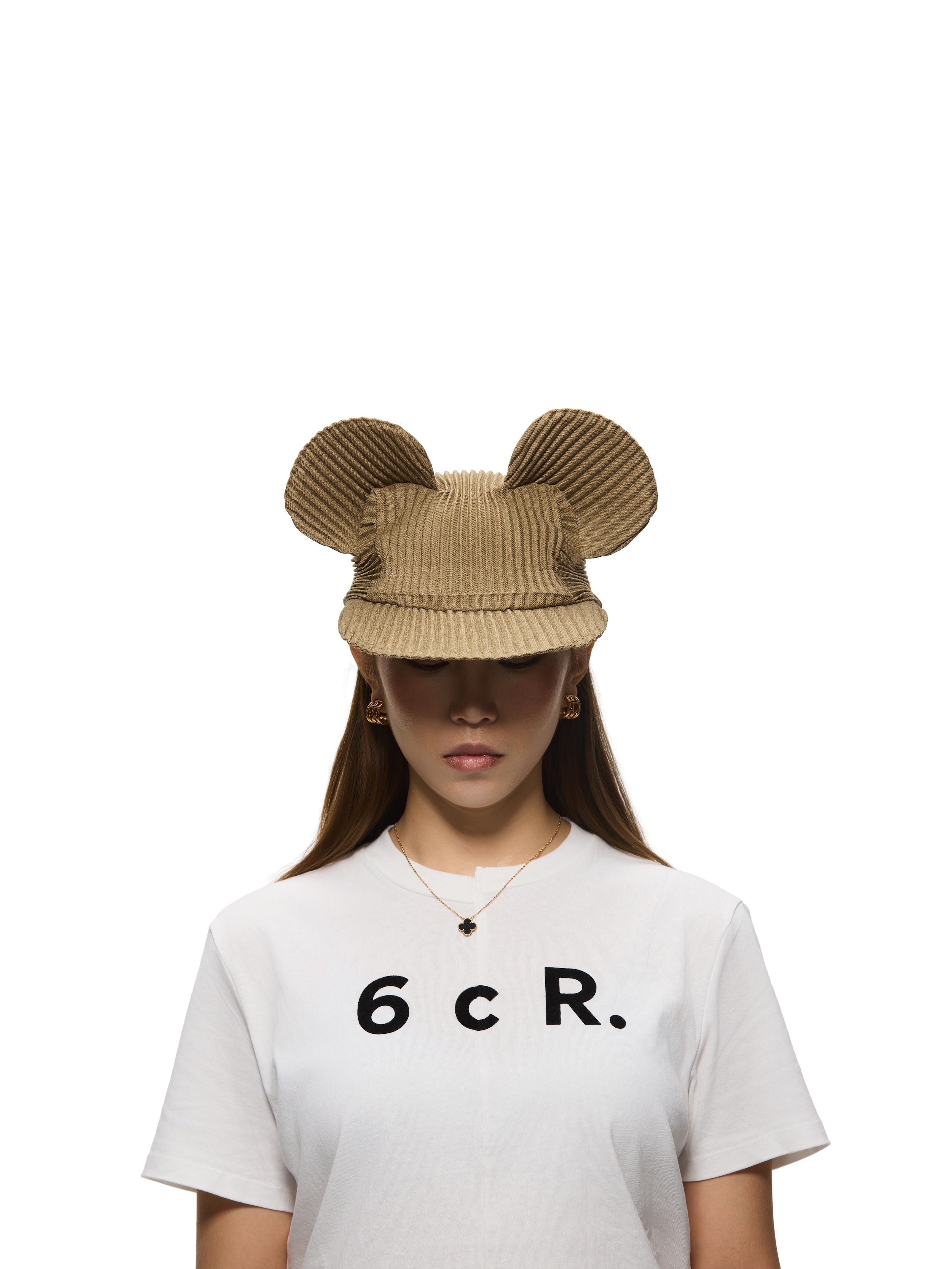 6CRAYON Army Green Pleated Flat Brim Mickey Cap