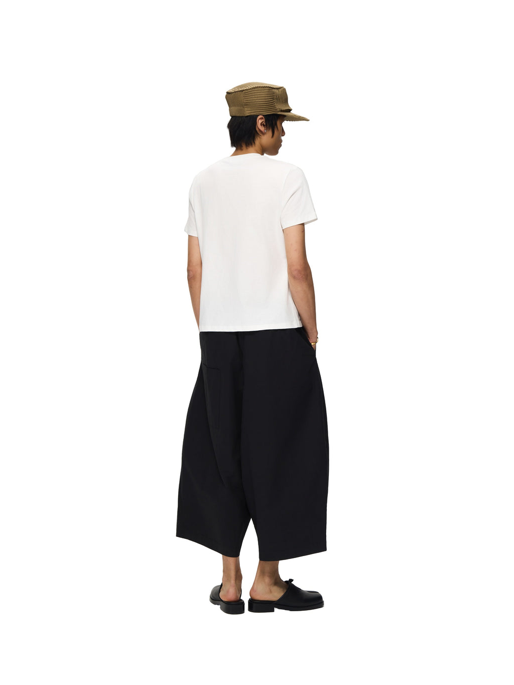 6CRAYON Black French Lotus Waist Drawstring Wide Leg Casual Shorts