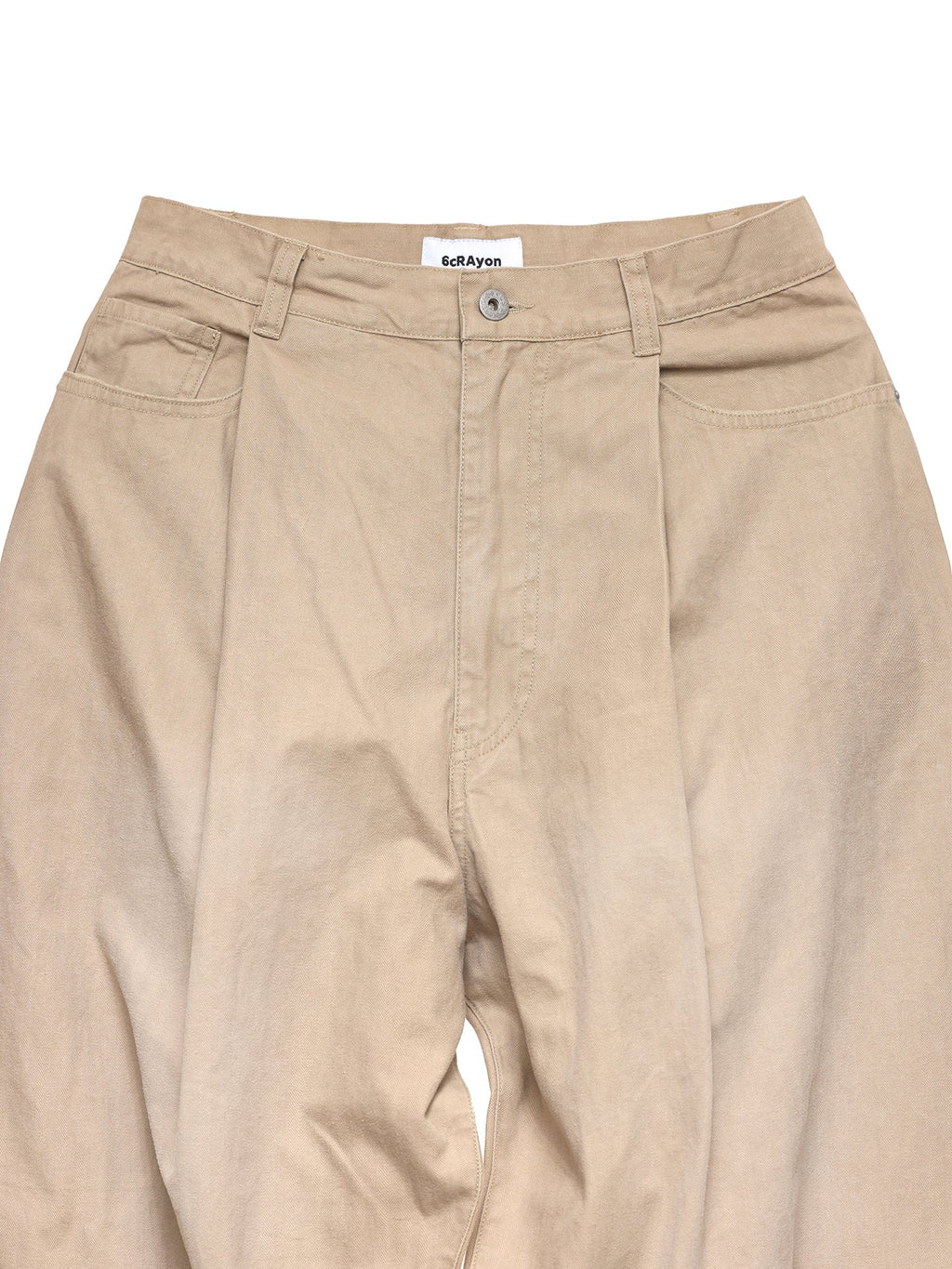 6CRAYON Khaki Classic Herringbone Washed Wide-Leg Trousers
