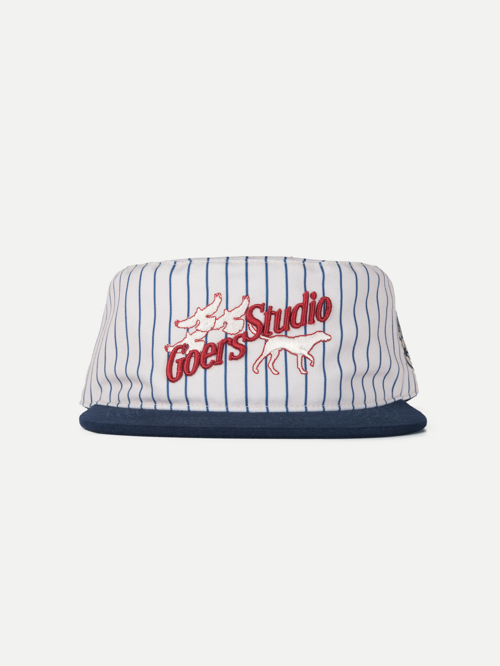 Goers Studio Love Painters Cap in White & Deep Blue Stripes