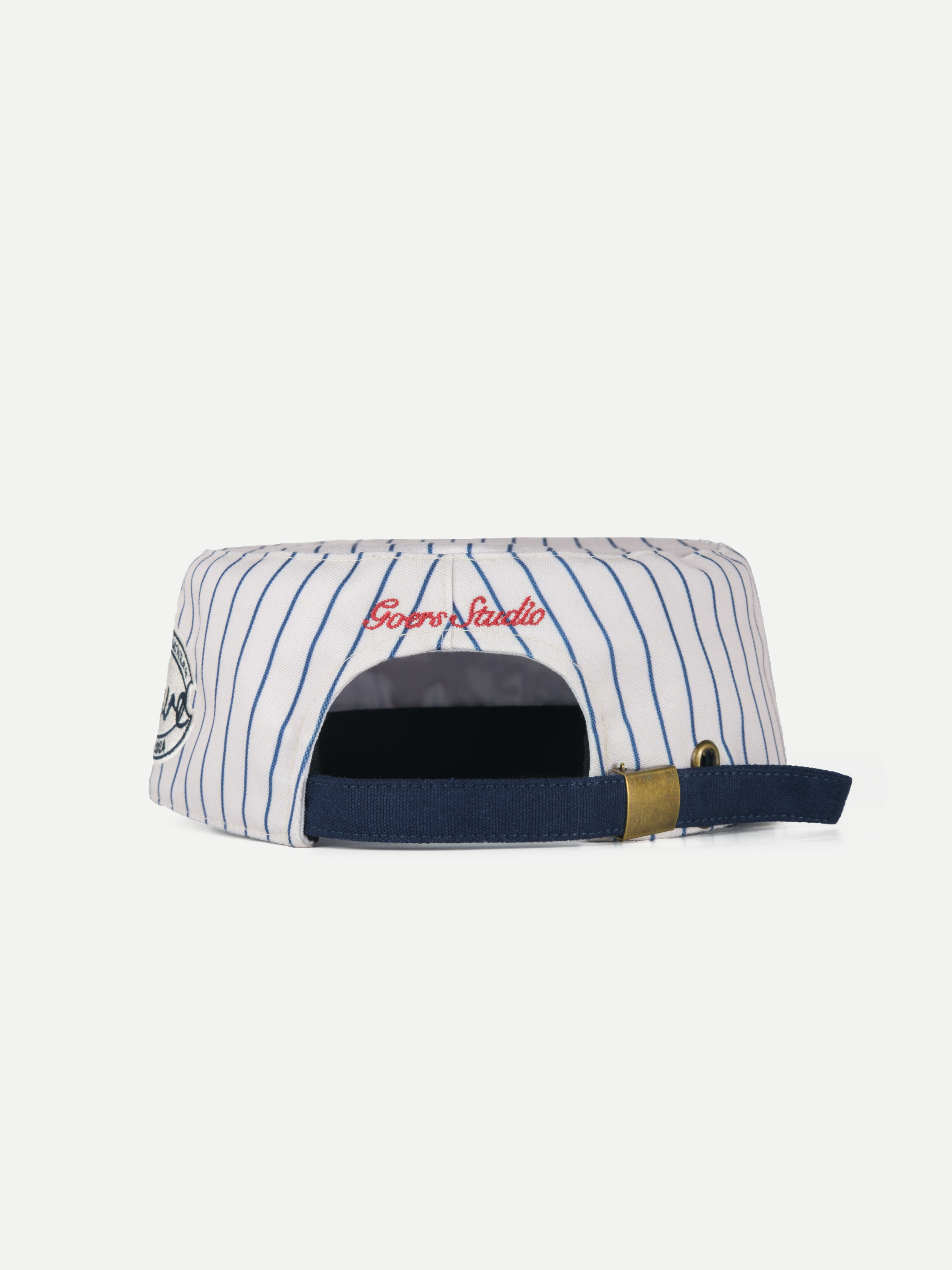 Goers Studio Love Painters Cap in White & Deep Blue Stripes