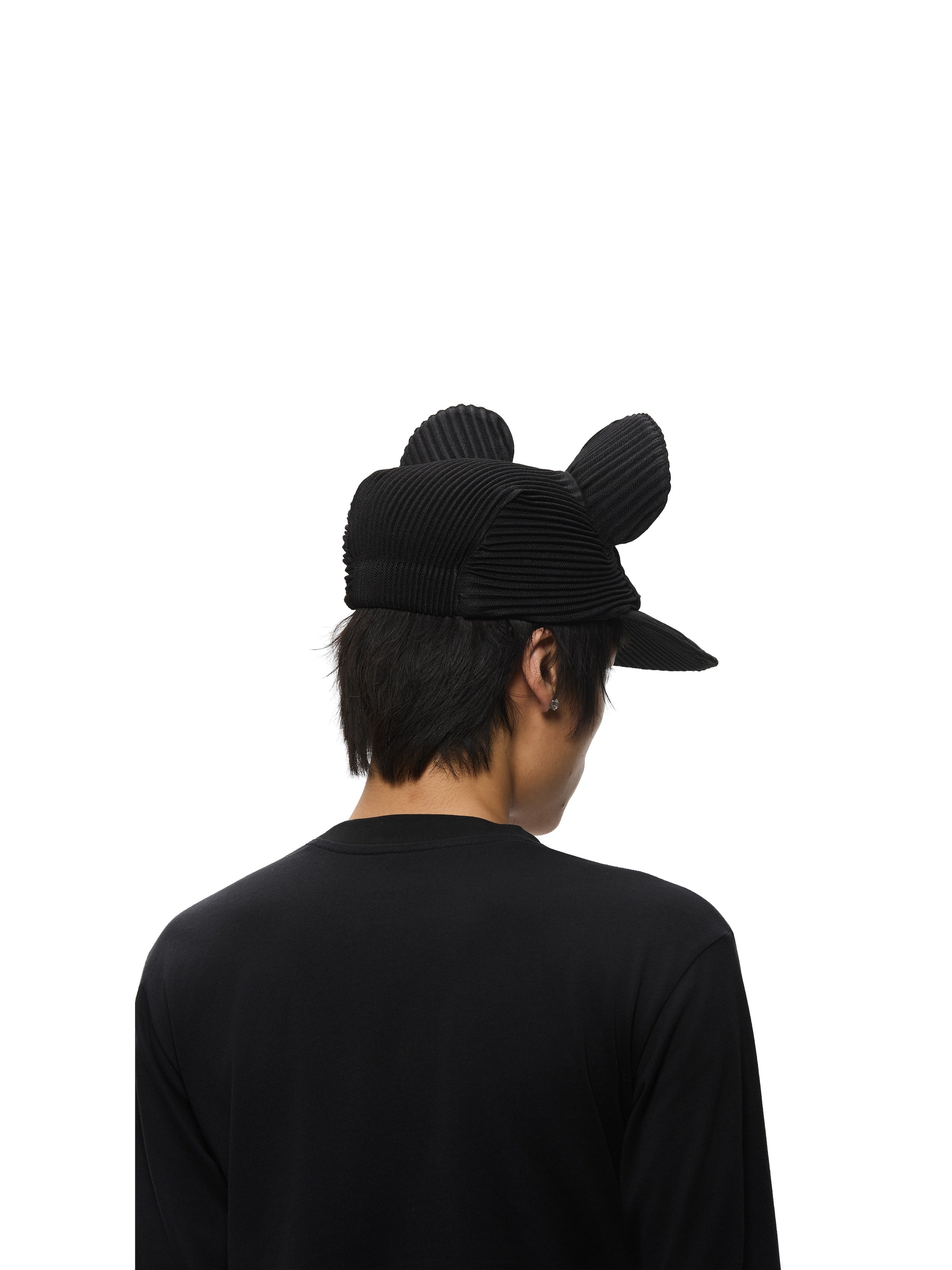6CRAYON Black Pleated Flat Brim Mickey Cap