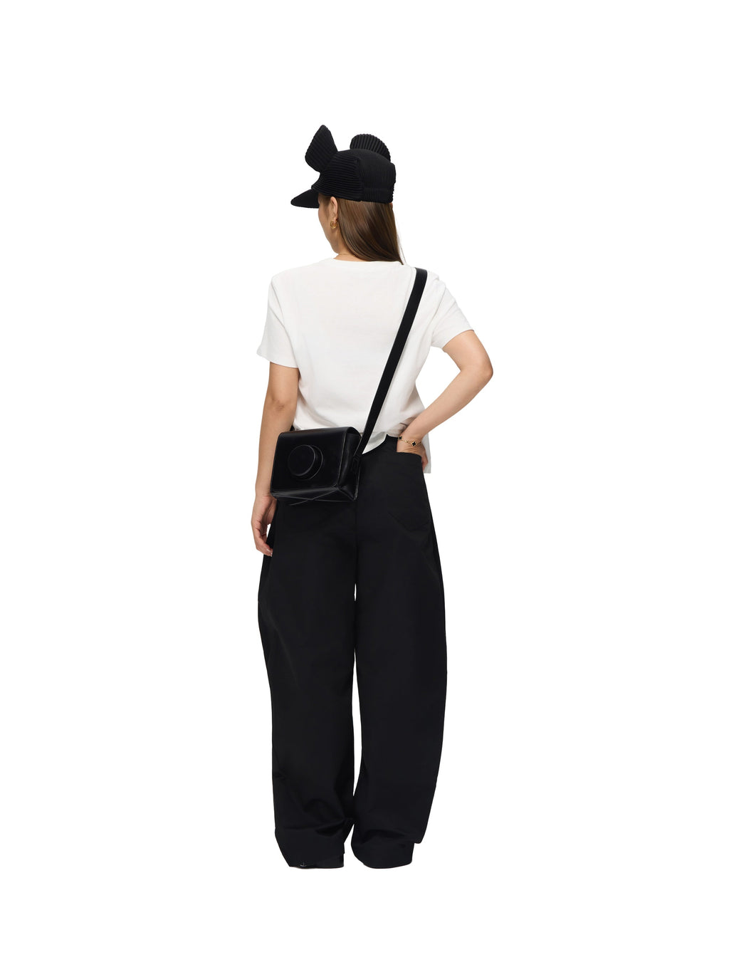 6CRAYON  White Box Fit T-Shirt with Offset Spliced Neckline & Classic Flock Print
