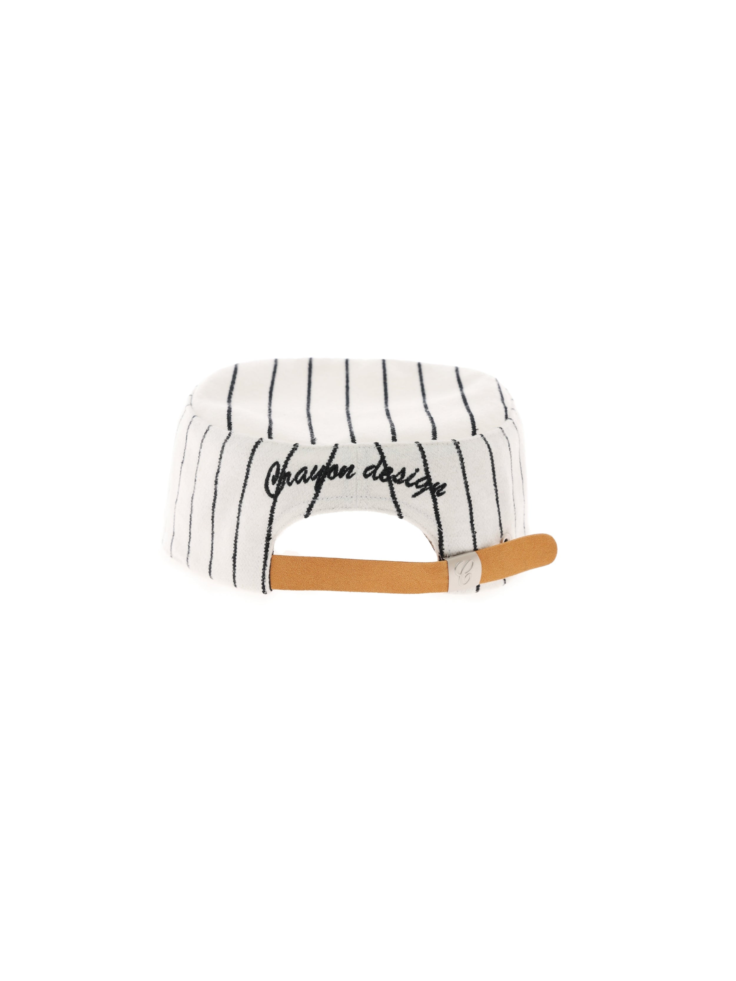 6CRAYON  Retro Flat Top Baseball Cap - Striped Wool Blend with Embroidered Letters
